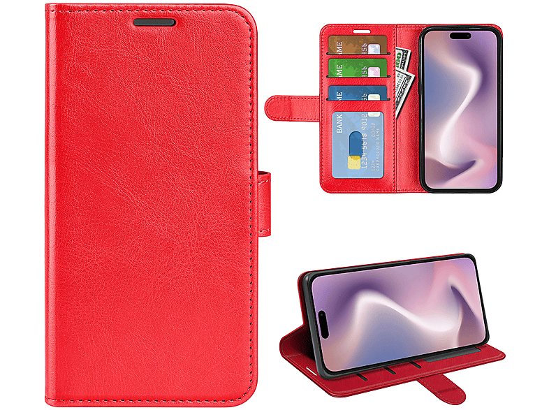 MOBYDEFEND iPhone 16 Pro Hoesje Bookcase Sluiting Achterkant