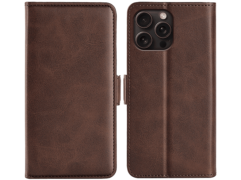 MOBYDEFEND iPhone 16 Pro Hoesje Luxe Bookcase Sluiting Zijkant