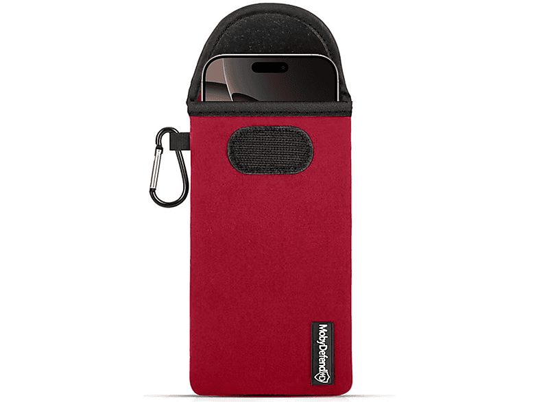 MOBYDEFEND iPhone 16 Pro Max Hoesje Neopreen Pouch Met Karabijnhaak