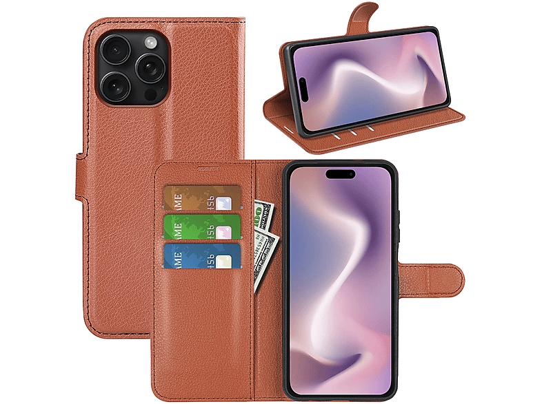 MOBYDEFEND iPhone 16 Pro Max Hoesje Bookcase Sluiting Voorkant