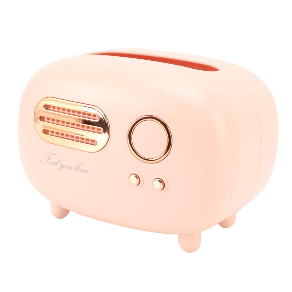 Rosa Taschentuchbox in Form eines Retro-Radios.