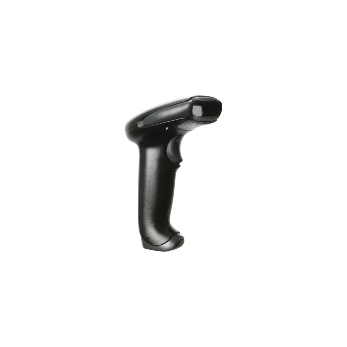Scanner per codici a barre nero su sfondo bianco.