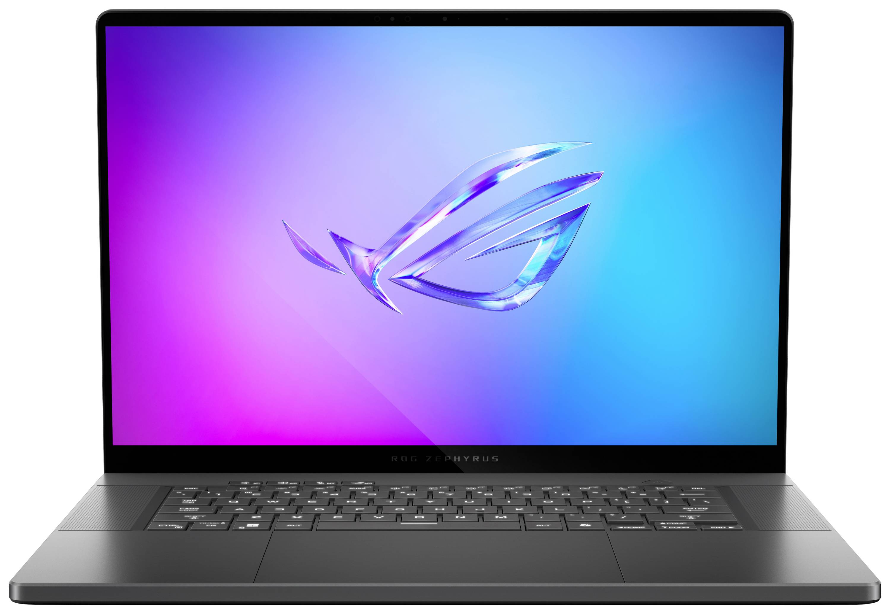 Un laptop argentato con un logo luminoso sullo schermo.