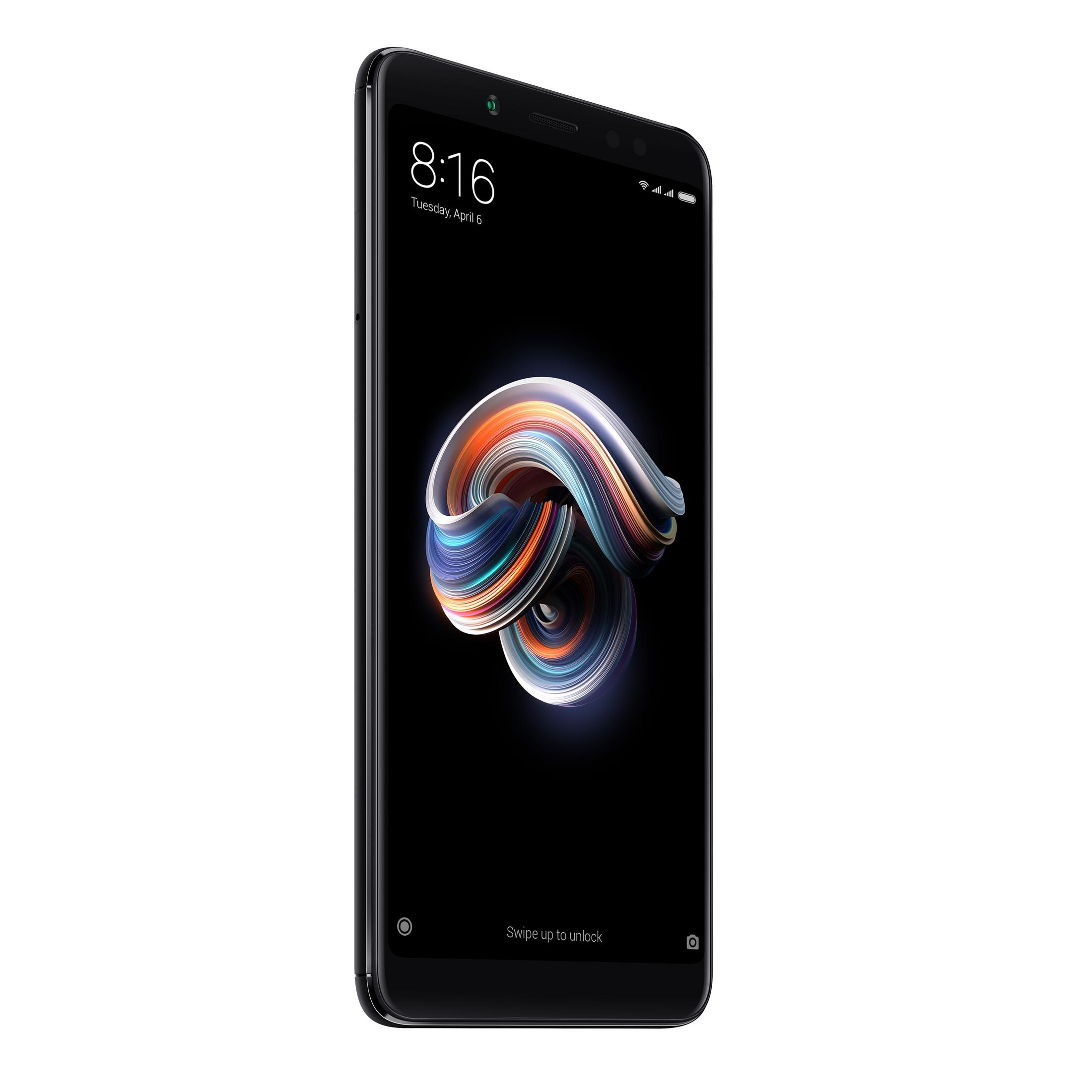 Smartphone nero che mostra un vortice colorato sullo schermo. L'ora è 8:16.