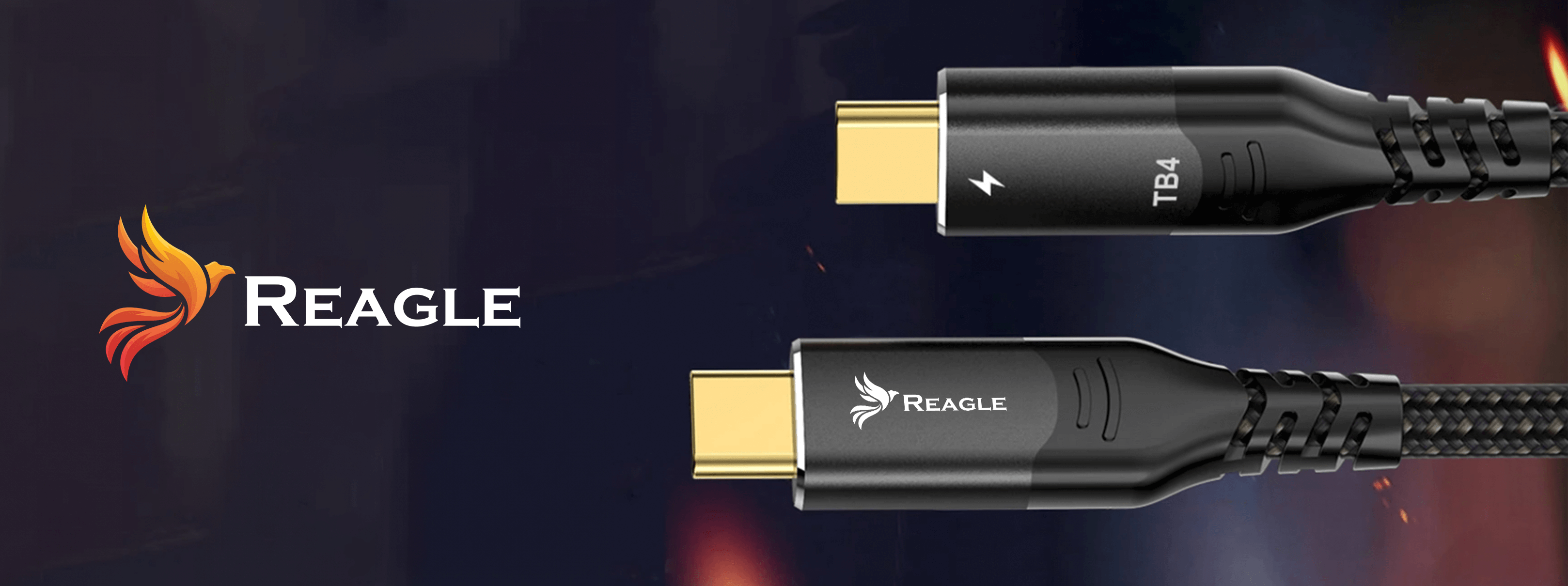 Dwa czarne i srebrne kable USB-C. Jeden ma "TB4".