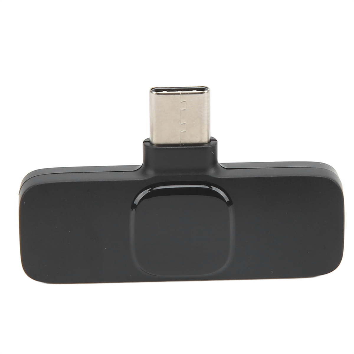 Schwarzer USB-C-Adapter mit USB-C-Anschluss und rechteckiger Basis.