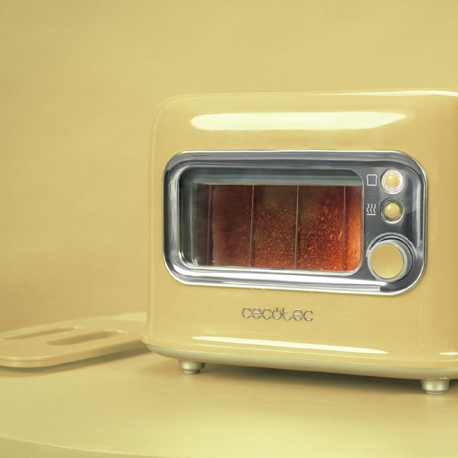 CECOTEC RetroVision Yellow Toaster Edelstahl, Gelb (700 Watt, Schlitze: 2)