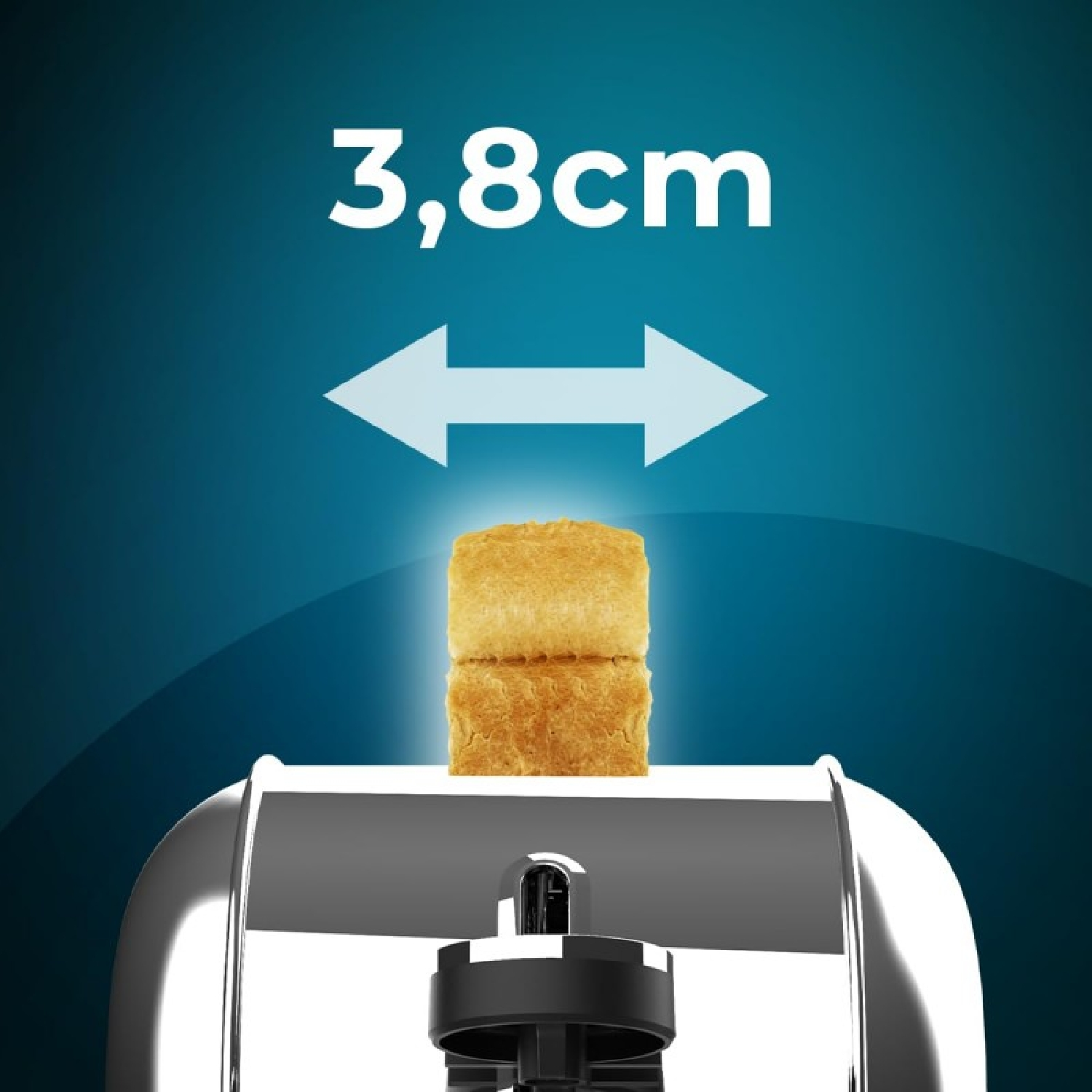 Due pezzi di cibo fritto, con frecce che indicano 3,8 cm. Lo sfondo è un blu sfocato.