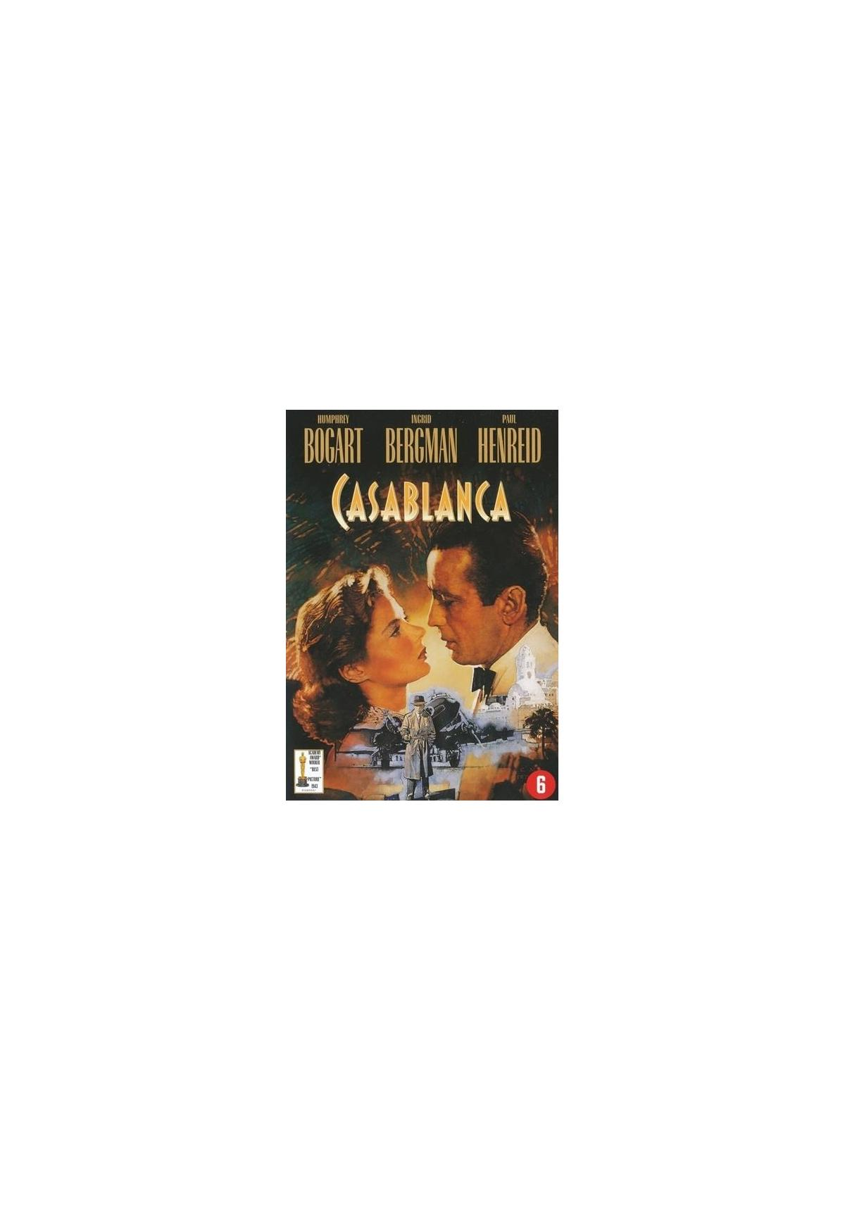 De filmcover van Casablanca met Humphrey Bogart en Ingrid Bergman.