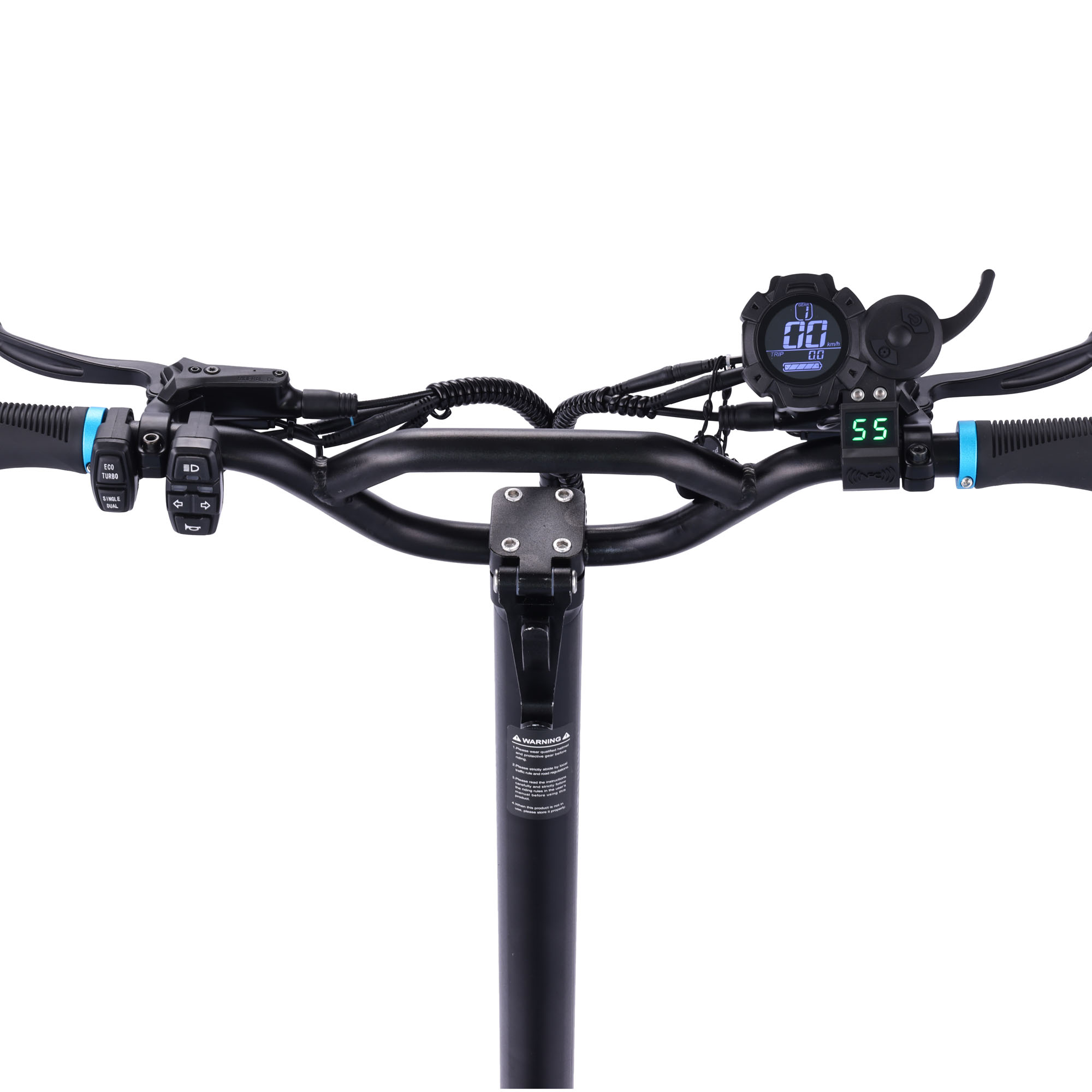 Lenker eines Rollers mit Display und Bedienelementen.