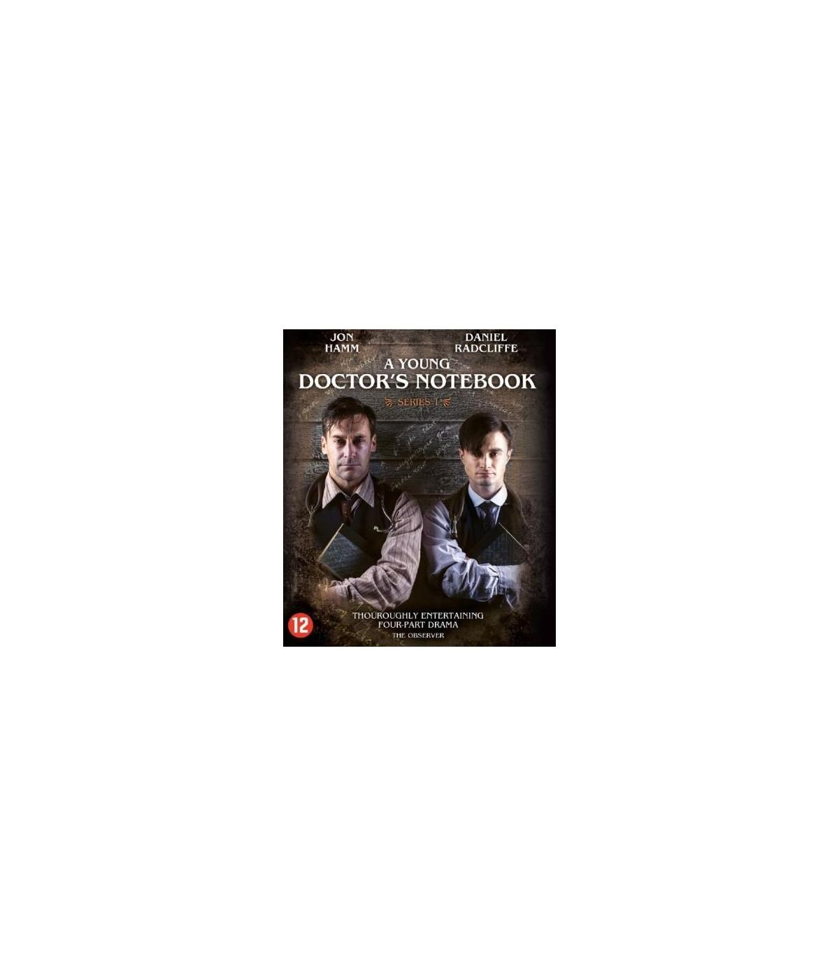 Affiche de film. Deux hommes en costume. Titre : A Young Doctor's Notebook. Texte sur l'affiche et le numéro 12.