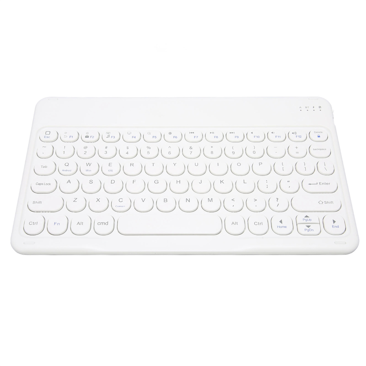 Weiße Tastatur mit Tasten und einem weißen Rahmen.