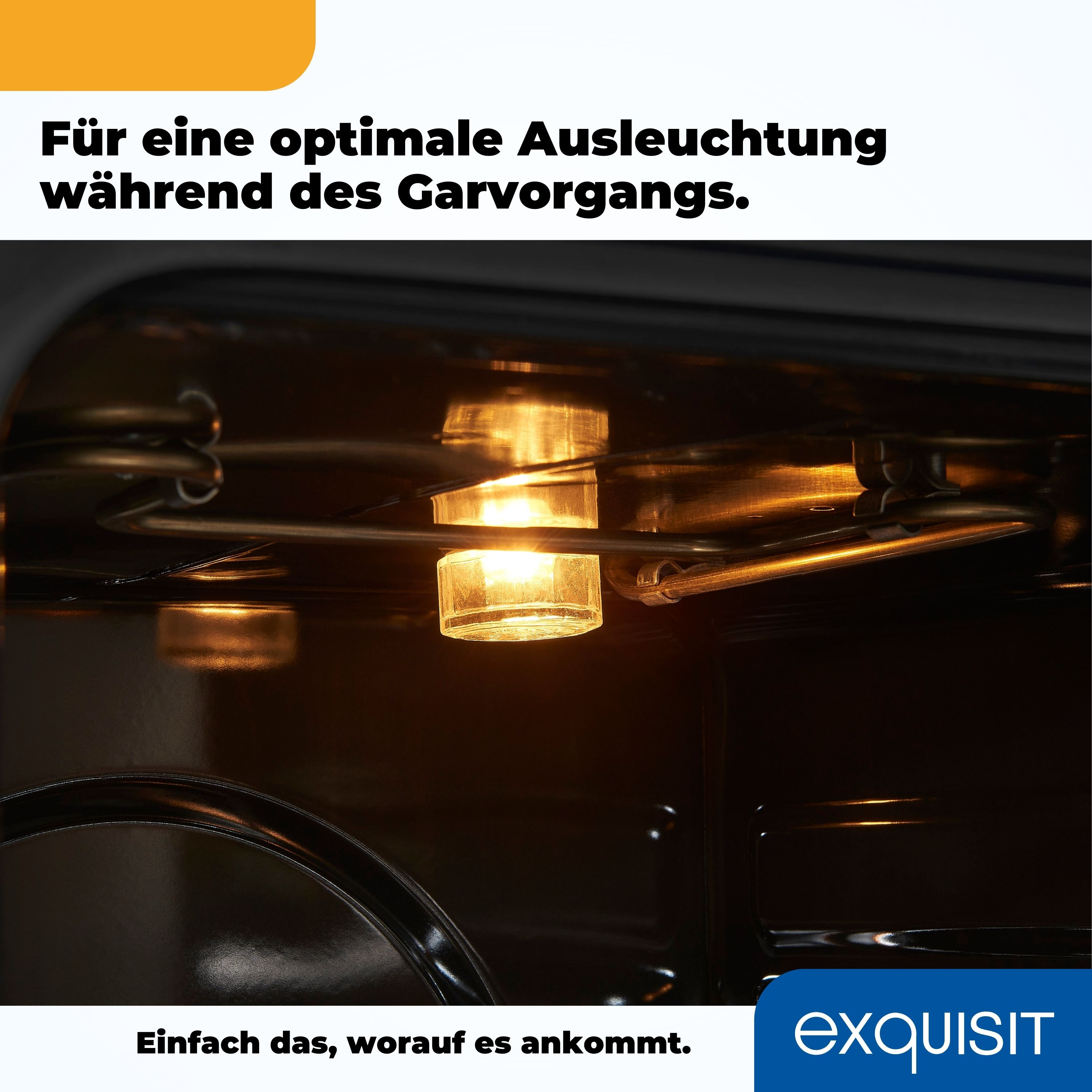 Backofen-Innenraum mit hellem Licht. Das Licht ist an und beleuchtet das Innere.