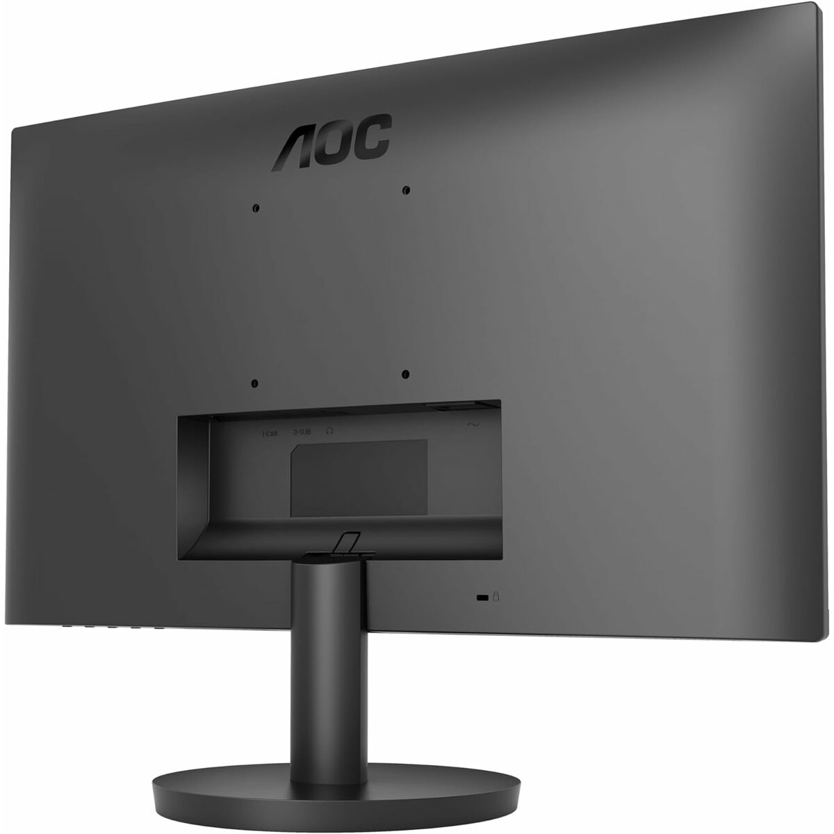 Arrière d'écran noir avec logo AOC, ports et pied.