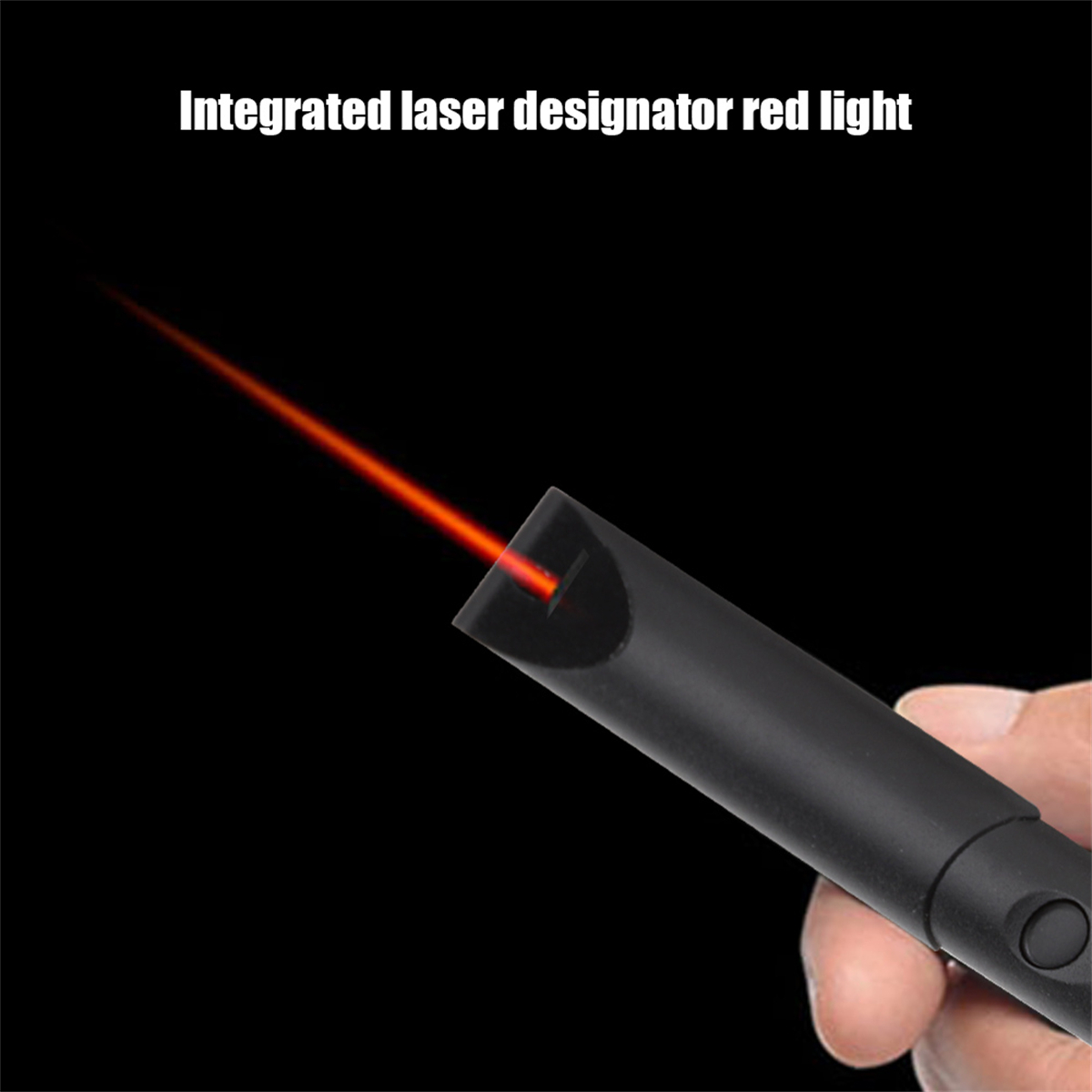 Schwarzer Laserpointer mit rotem Strahl, integrierter Laserdesignator.