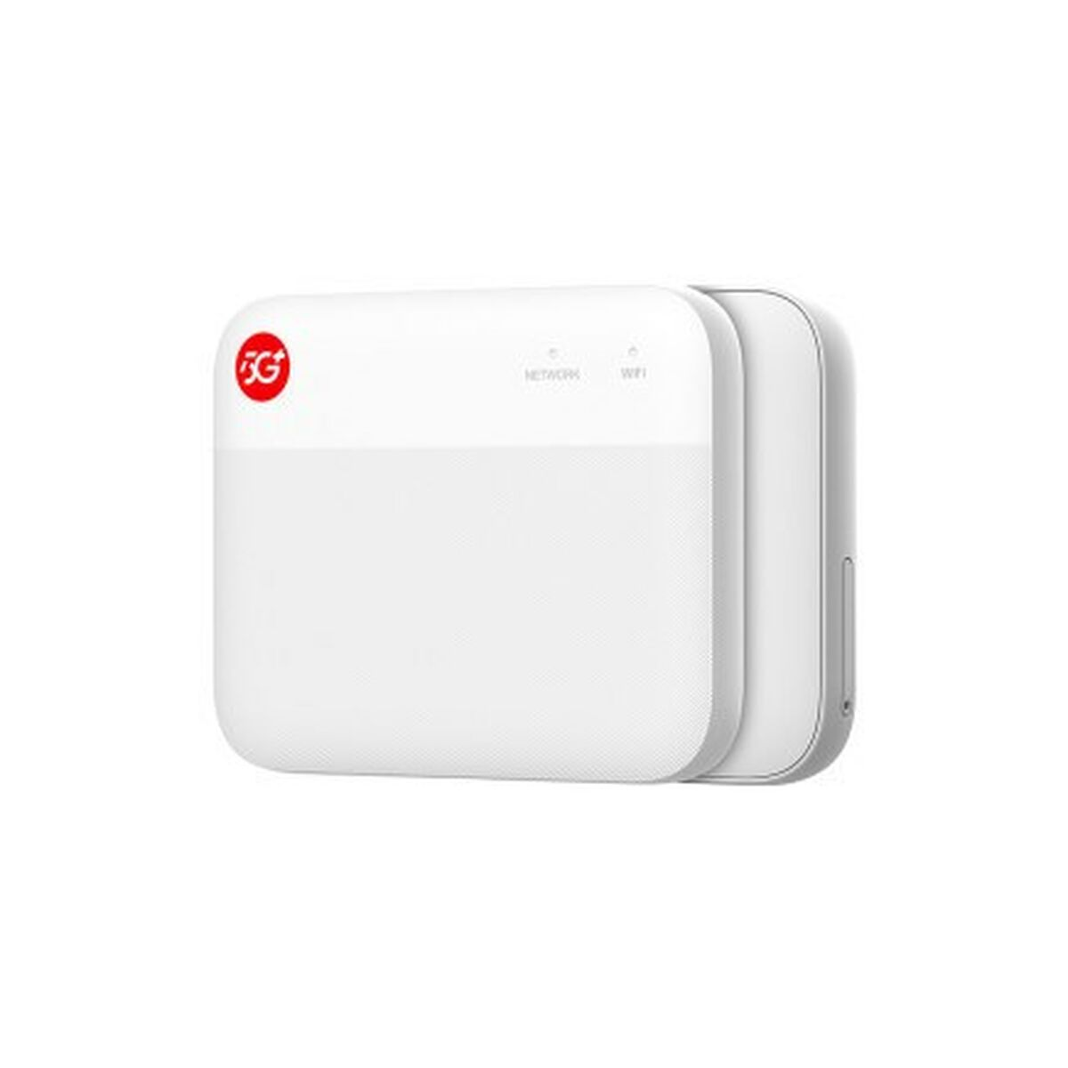 Un router bianco con il logo 3G. Il router ha un design elegante e si trova su uno sfondo bianco.