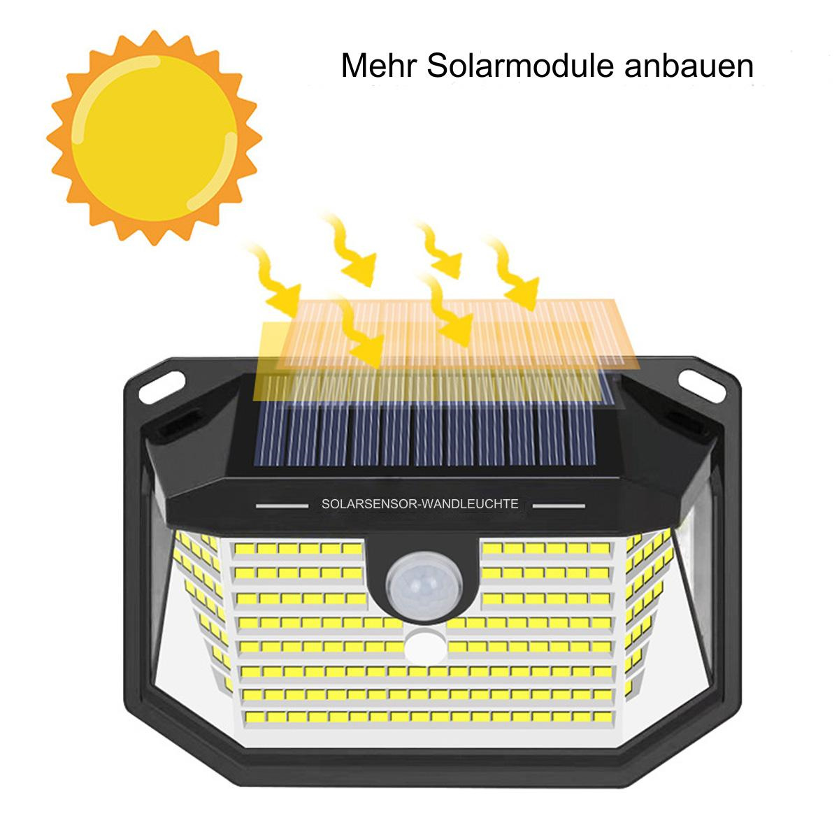 Solarpanel mit Sonne und Pfeilen. Solarpanel hat Lichter und Text.