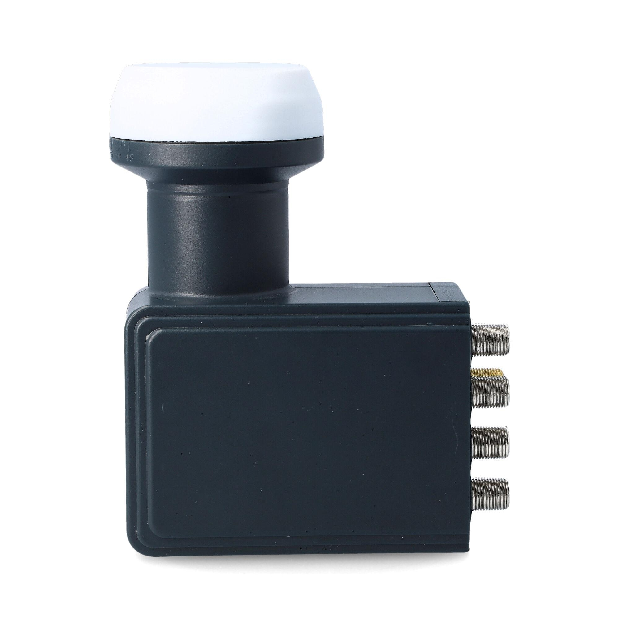 Eine schwarze und blaue Präsentationsfernbedienung mit Tasten und USB-Empfänger.