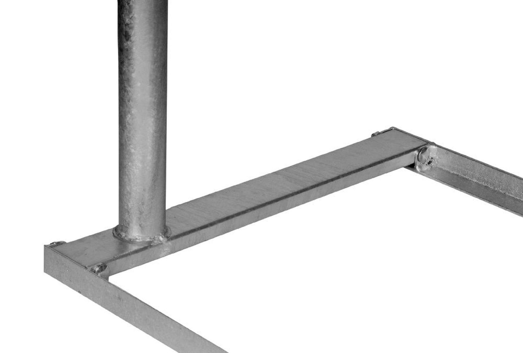 Metall-Ständerbasis, mit einer sich nach oben erstreckenden vertikalen Stange.