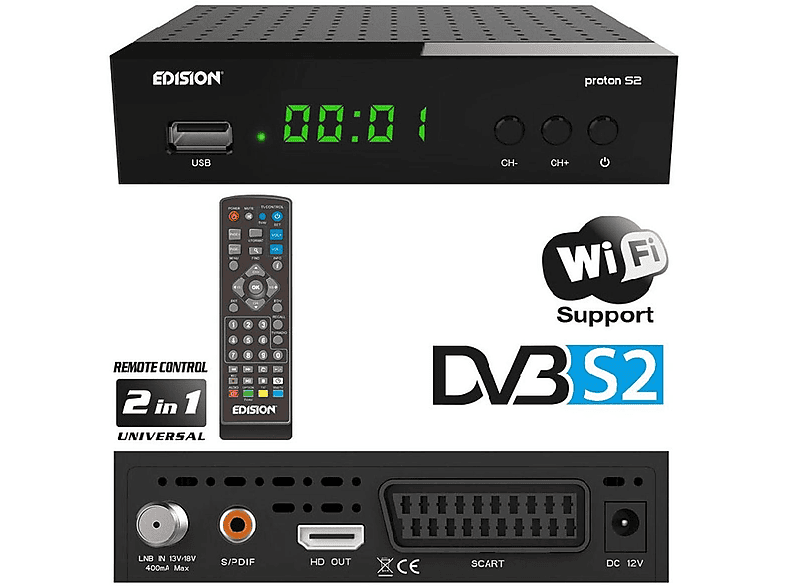 ALLIMITY Telecomando Sostituzione adatta per Edision SAT receiver Tyran 2600 -CI 1600-CI 2100-FTA 2620-CXCI 2120-CX