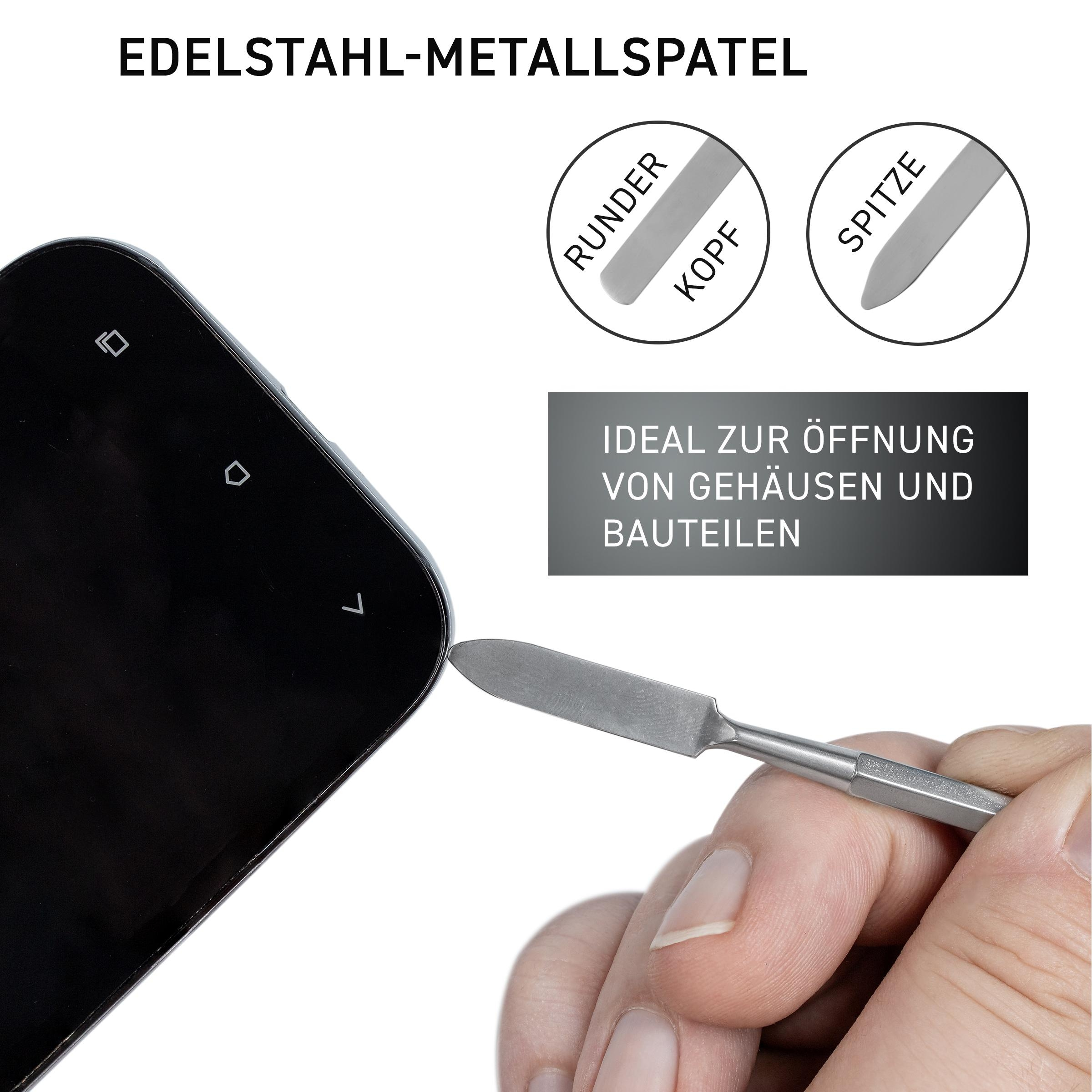Metall-Werkzeug mit rundem und spitzem Ende, zum Öffnen eines Telefons.