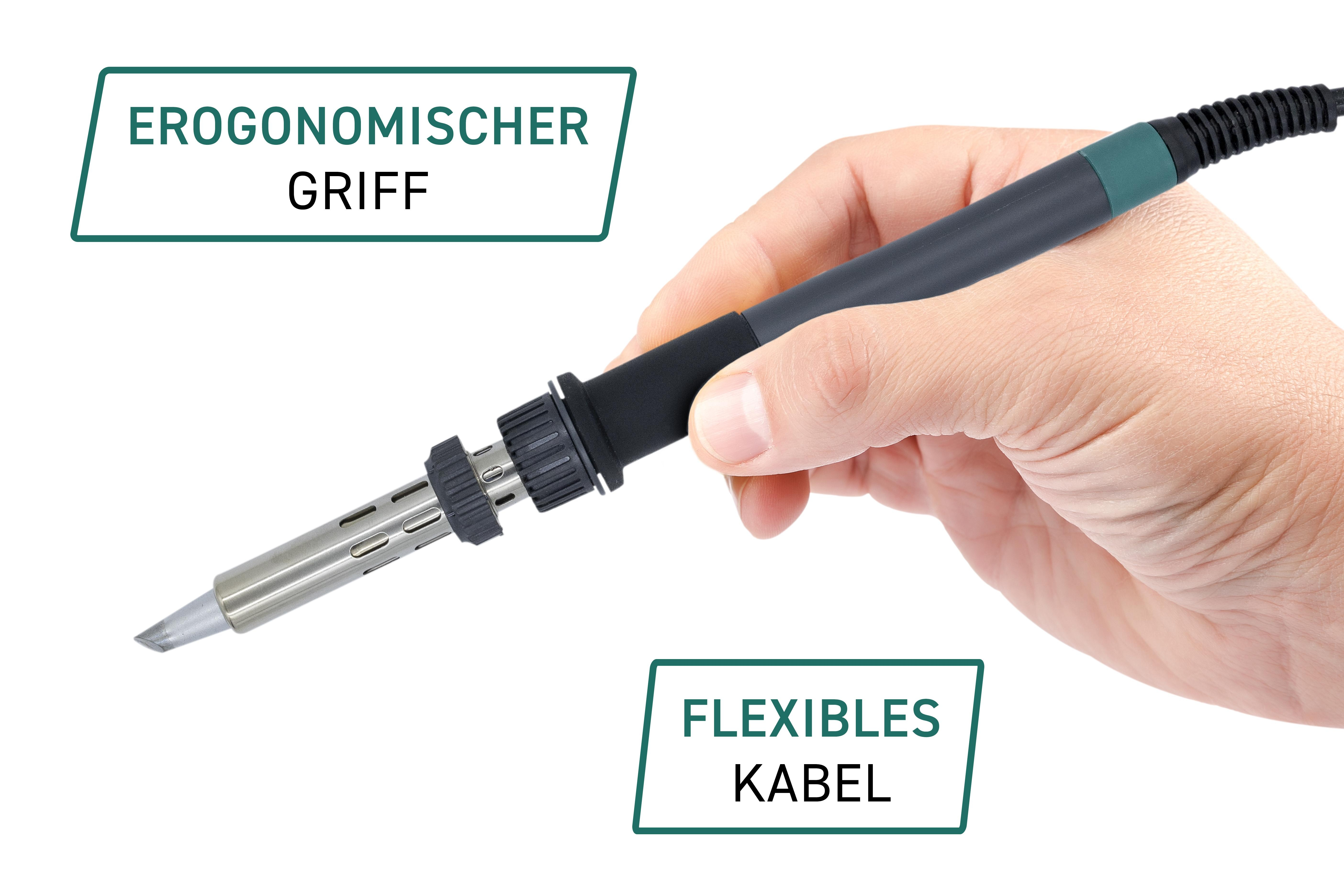 Eine maskierte Person und ein Sicherheitsgerät mit Text über den Alarm.