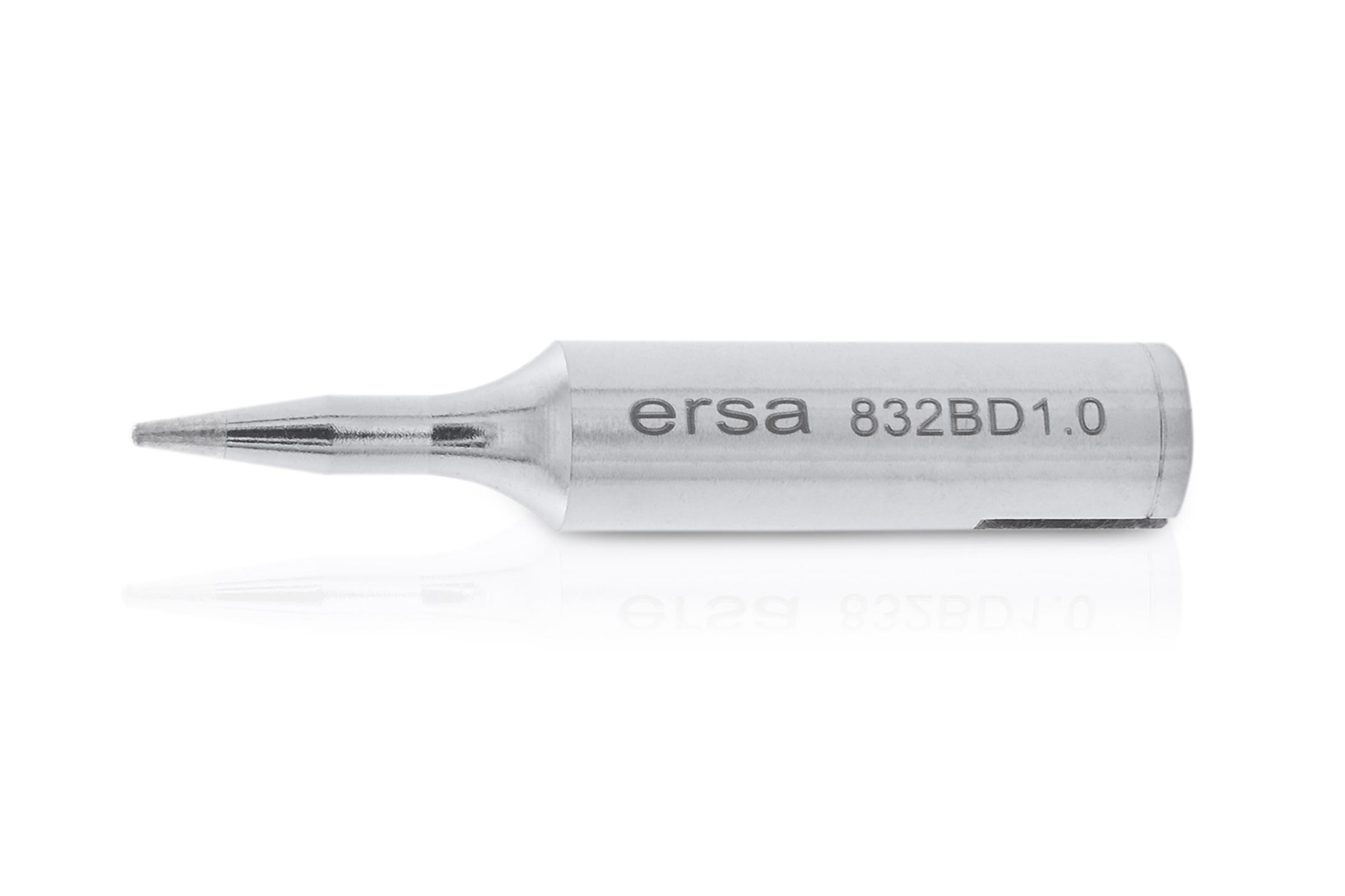 Eine silberne Lötkolbenspitze mit dem Aufdruck 'ersa 832BD1.0'.