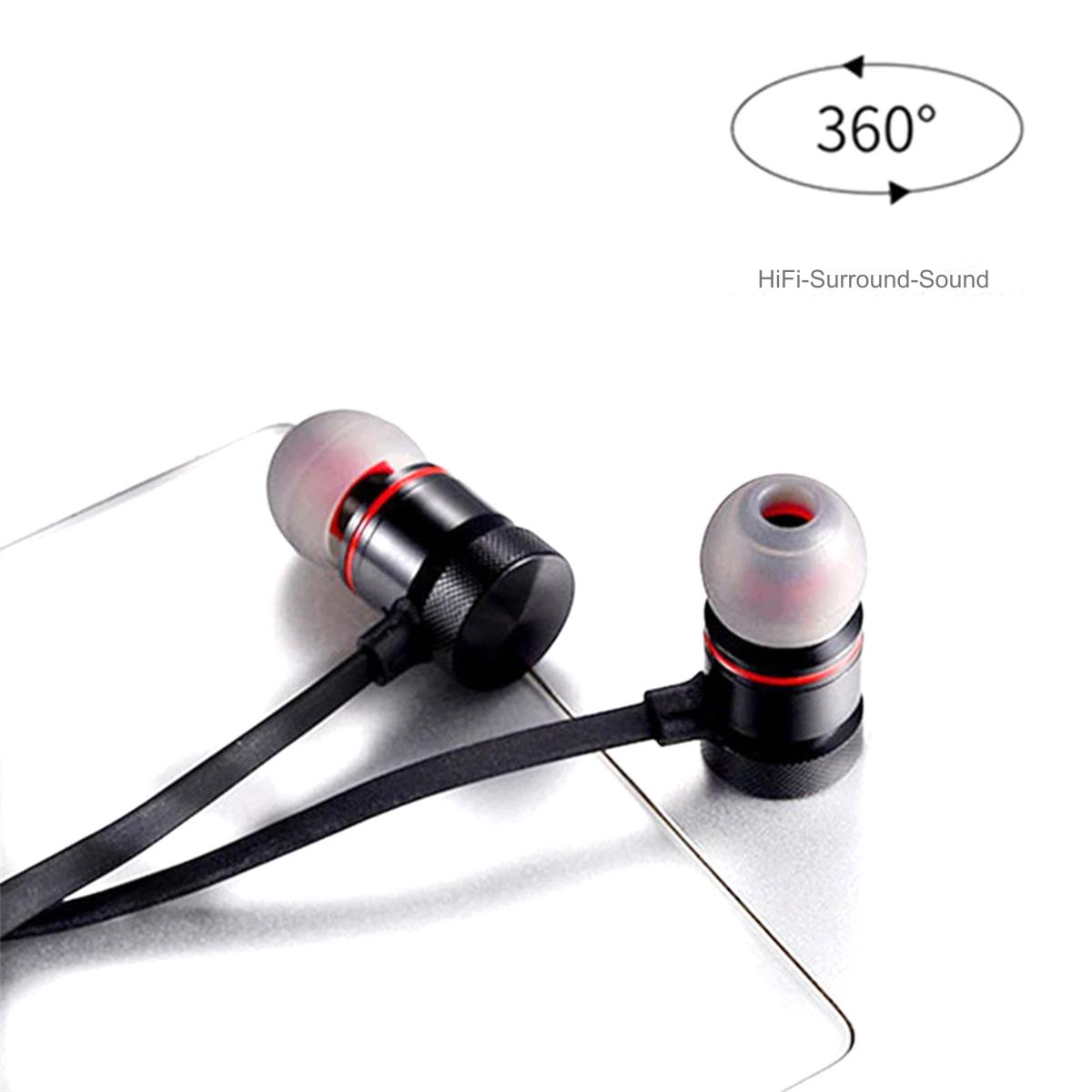 Kopfhörer in Schwarz und Rot, mit 360° HiFi-Surround-Sound-Label.