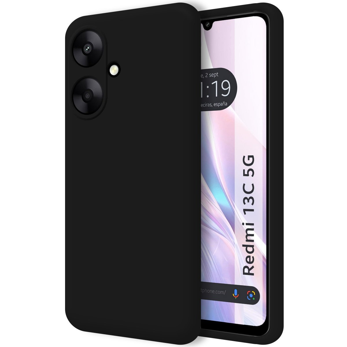 Custodia nera per telefono con schermo del telefono Redmi 13C 5G.
