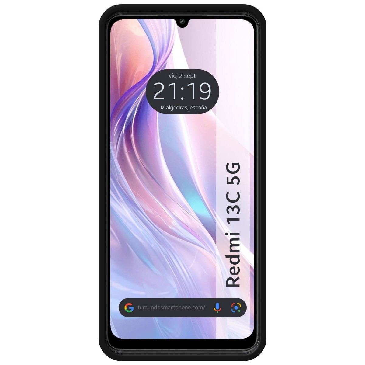 Uno smartphone che mostra 21:19 e 'Redmi 13C 5G'. Il telefono è in una custodia nera.