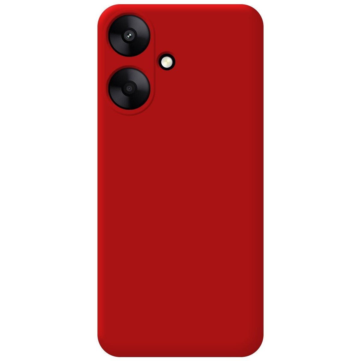 Custodia per telefono rossa con due obiettivi della fotocamera e una singola luce.