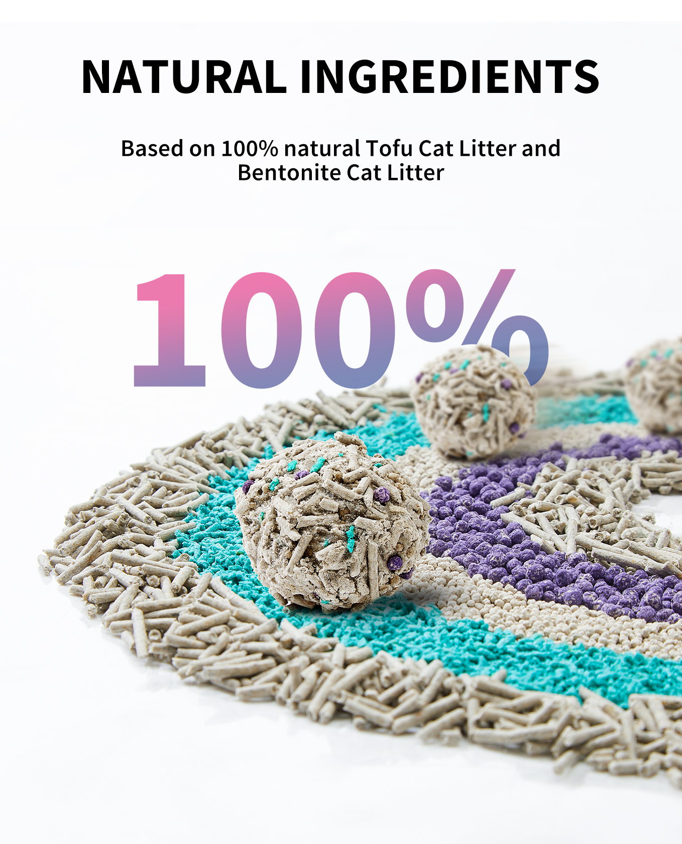 Żwirek dla kota w 100% z naturalnych składników, kolorowy.