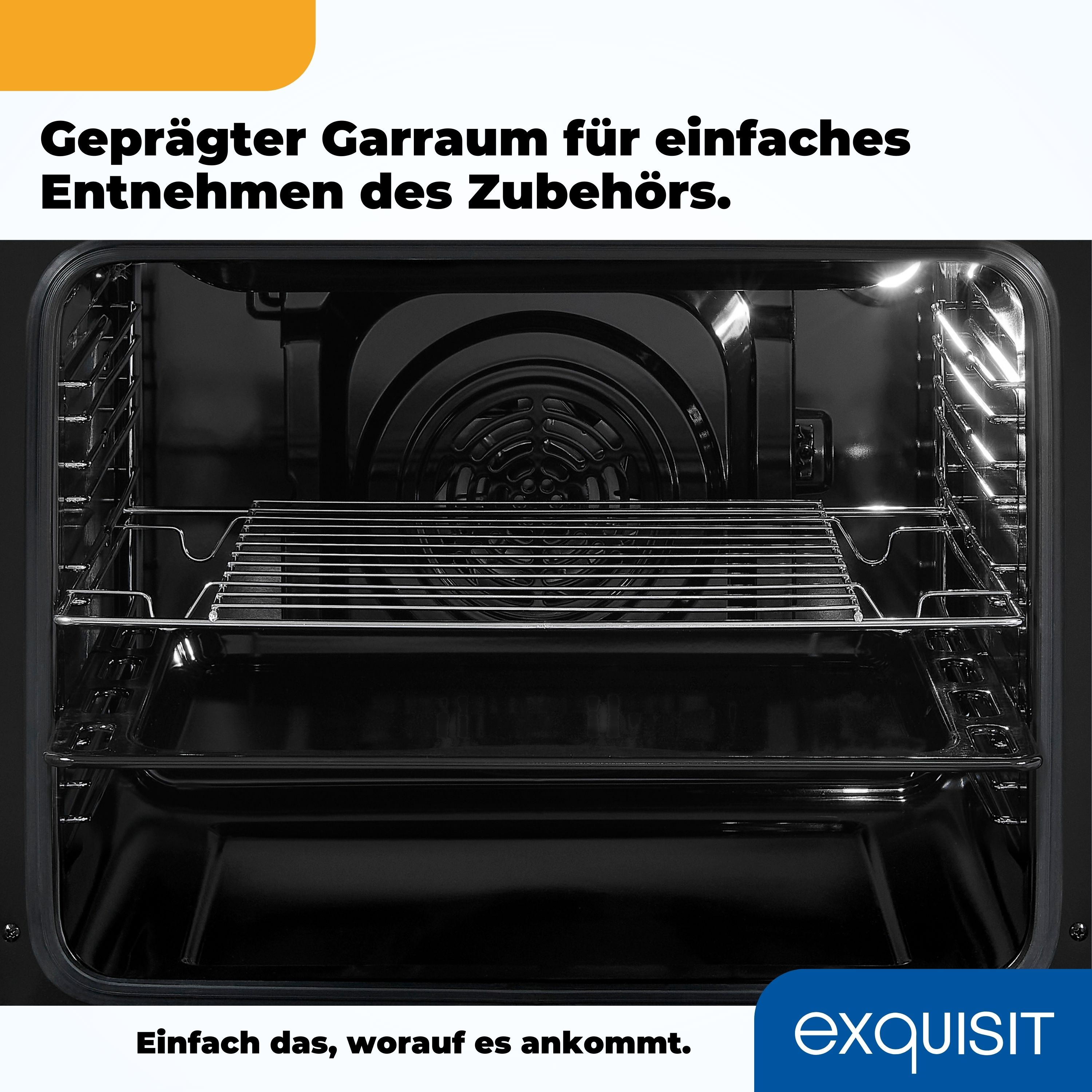 Innenraum eines Ofens mit einem Rost und schwarzem Innenraum.