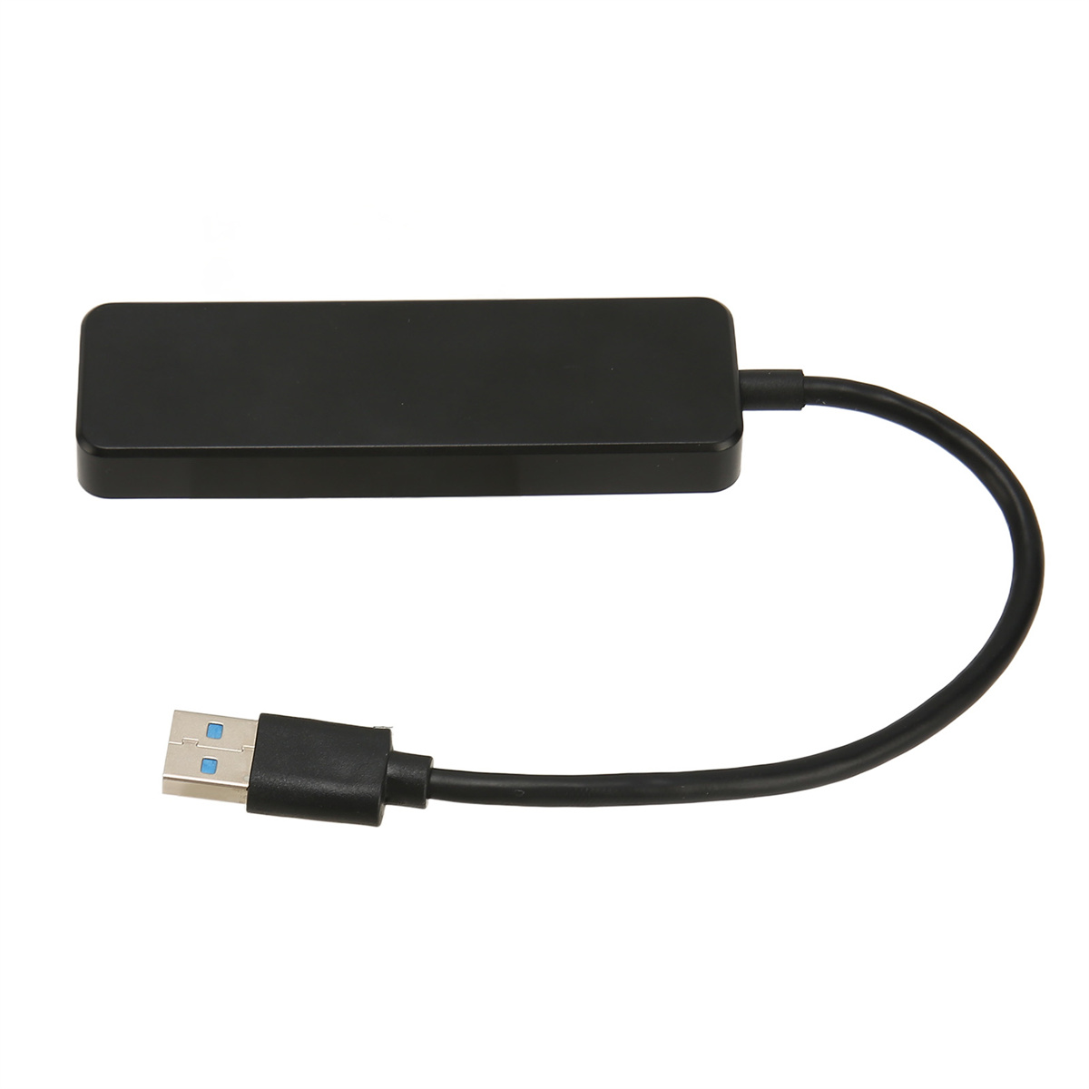 Ein schwarzer USB-Adapter mit einem USB-Anschluss an einem Ende und einem schwarzen Kabel am anderen.