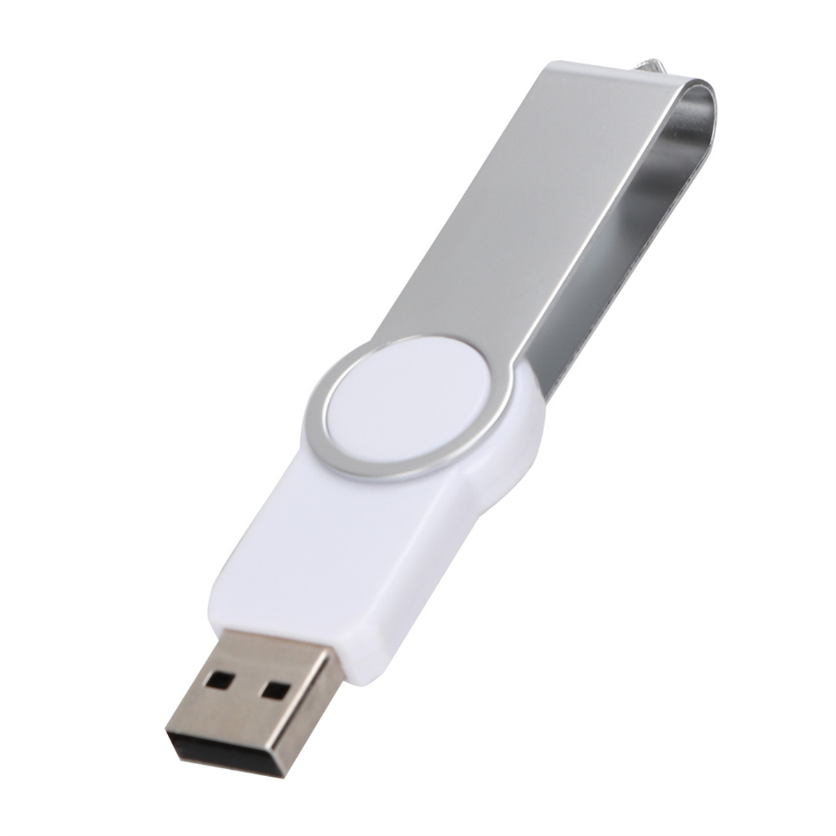 Weißer und silberner USB-Stick.