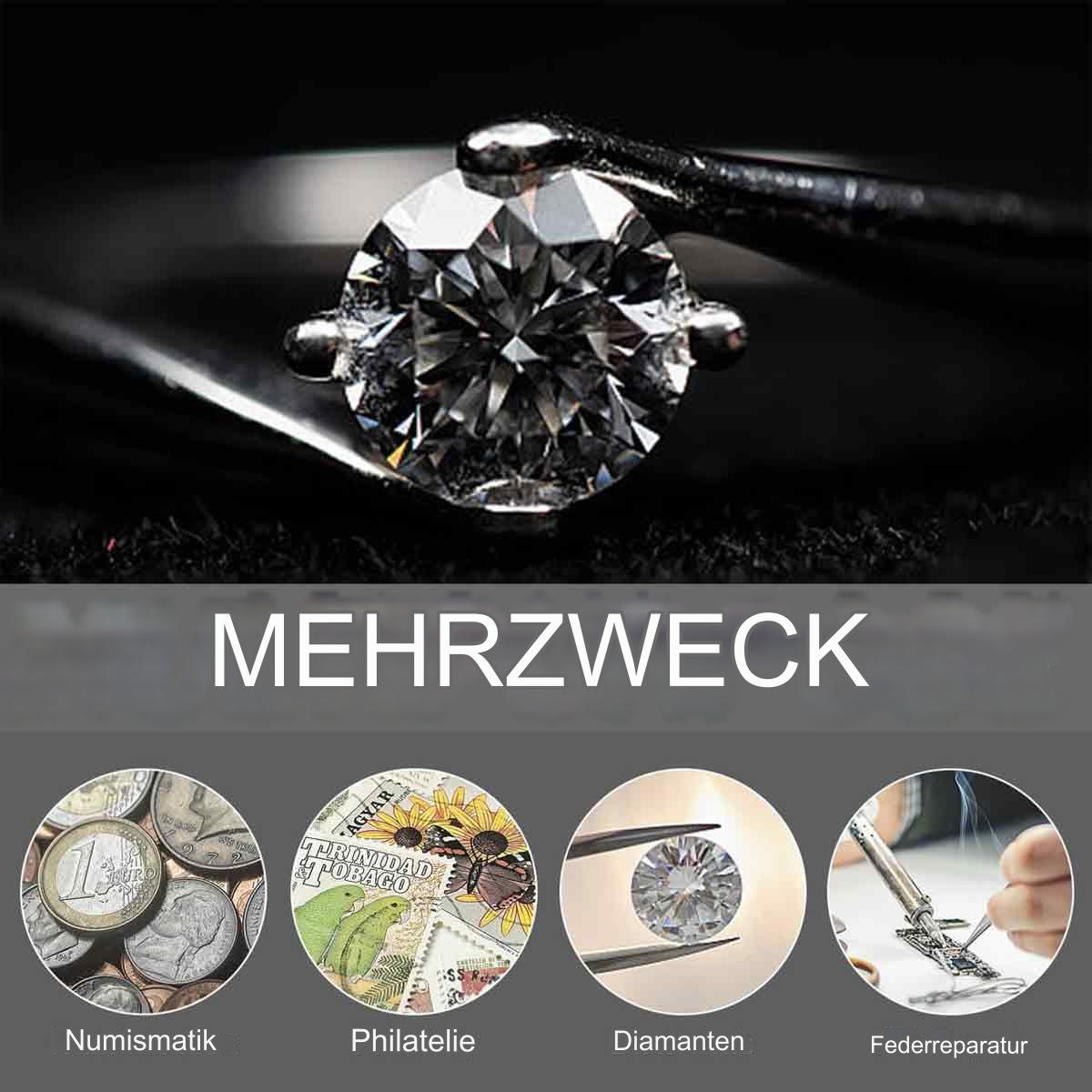 Ein Diamantring mit zusätzlichen Bildern von Münzen und Edelsteinen.