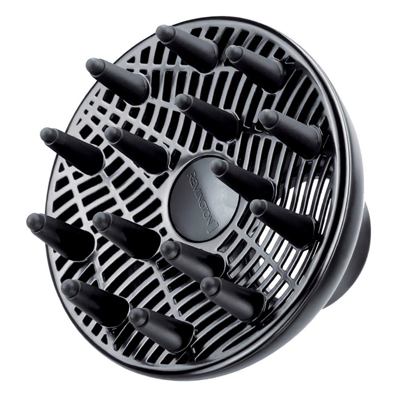 Zwarte plastic diffuserbevestiging voor föhn met meerdere kegelvormige uiteinden.