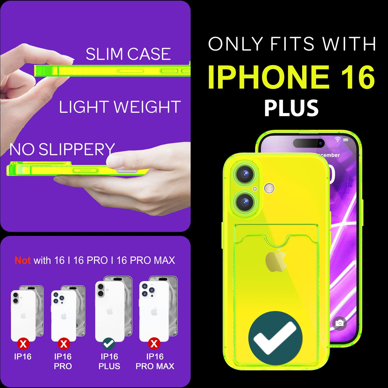 Handyhülle für iPhone 16 Plus. Schlank, leicht und rutschfest.