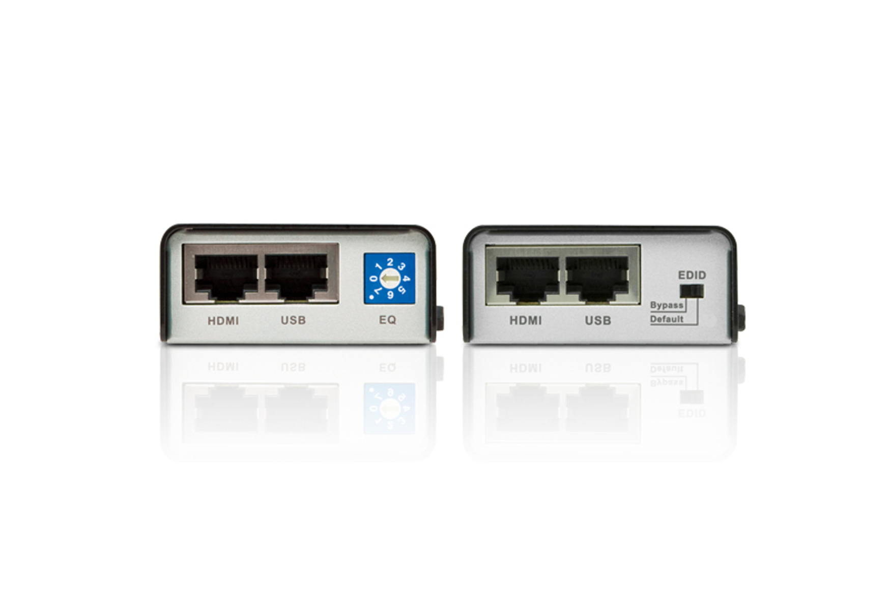 Due connettori neri per porte HDMI e USB con sfondo bianco.