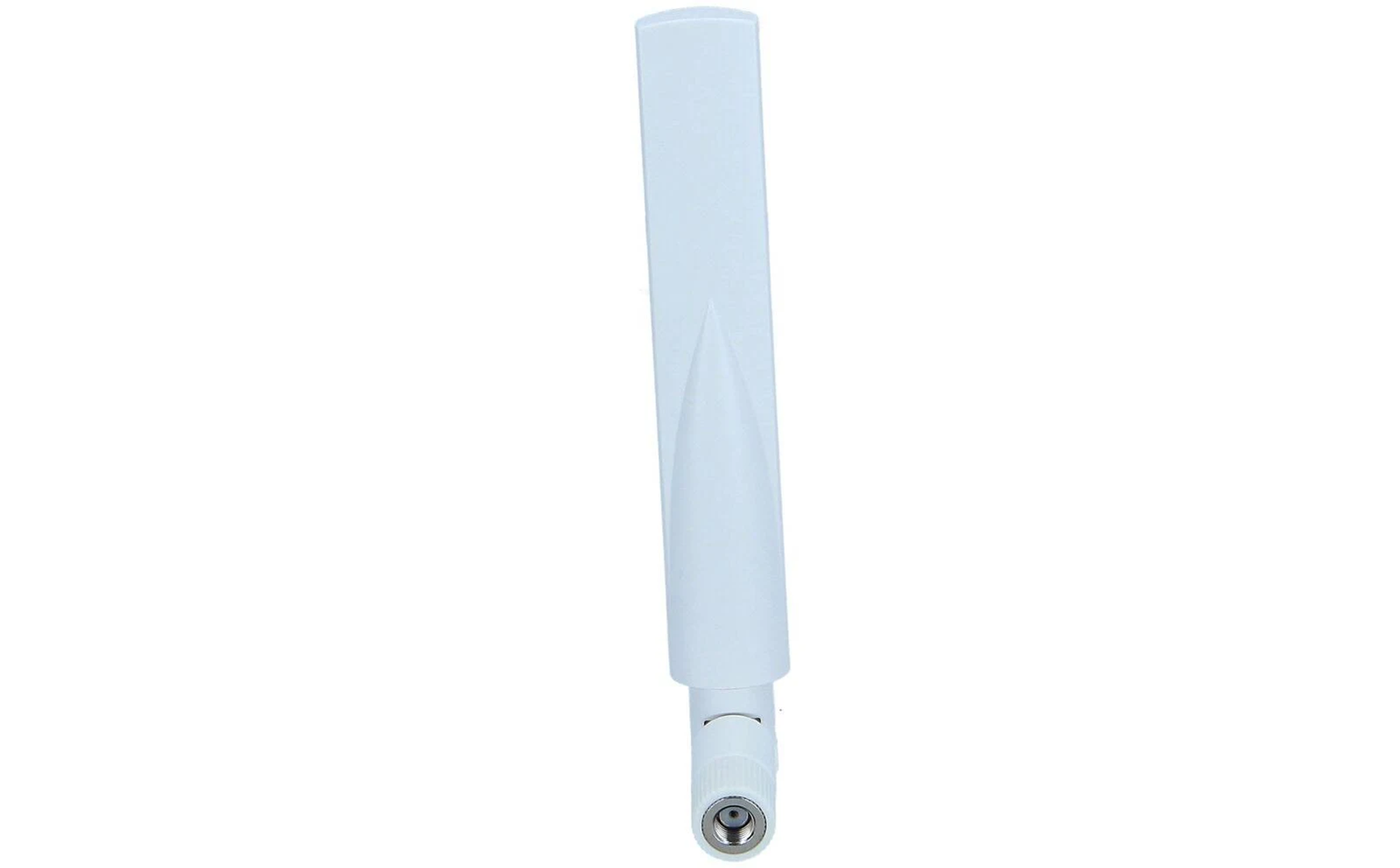 Weiße Antenne. Lange, rechteckige Form mit kegelförmiger Spitze.