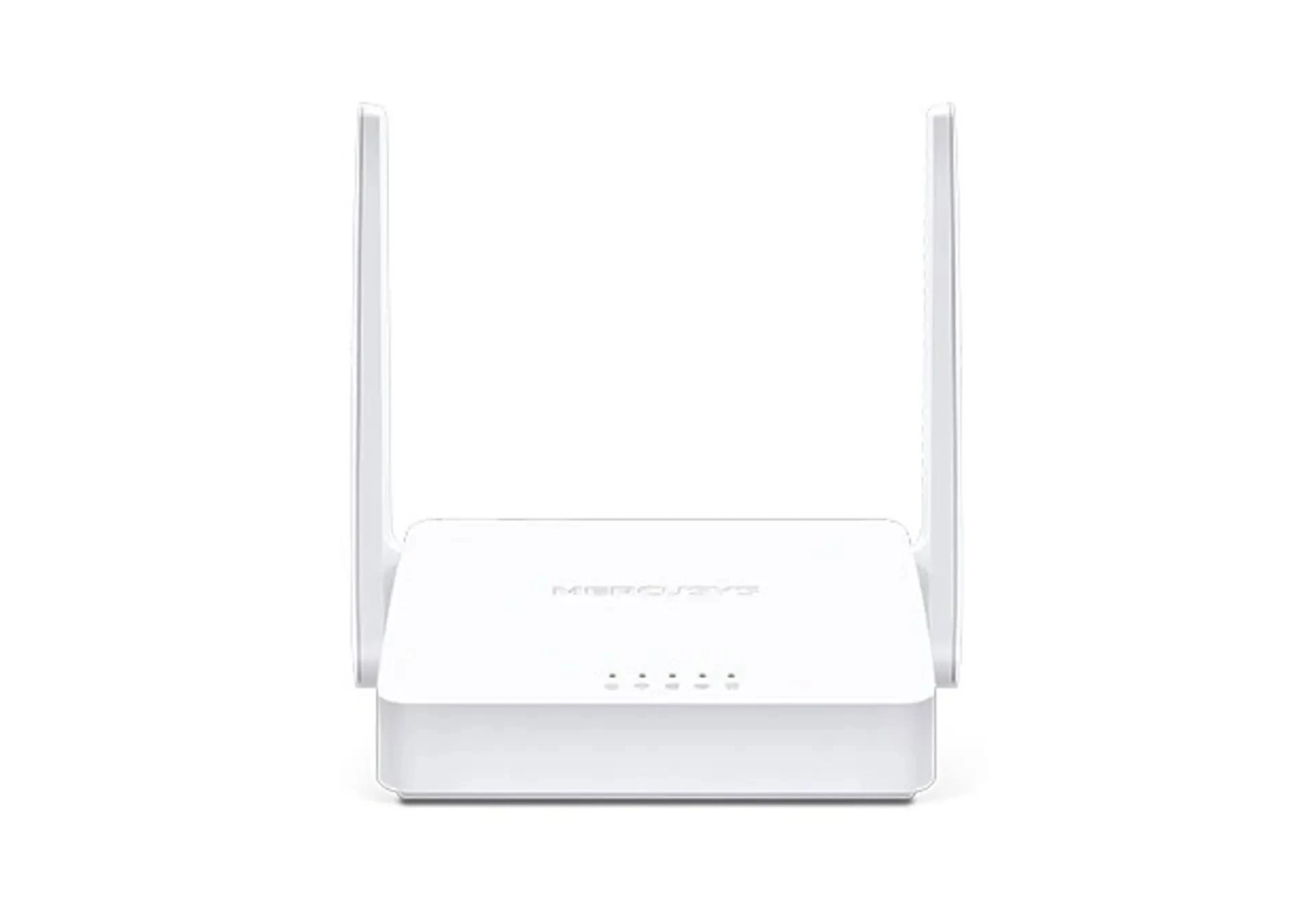 Router bianco con due antenne.