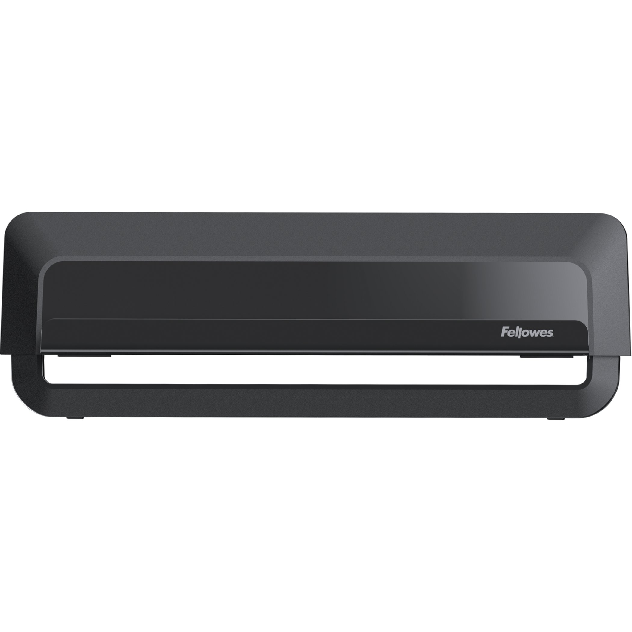 Czarna niszczarka Fellowes. Widoczne logo Fellowes.