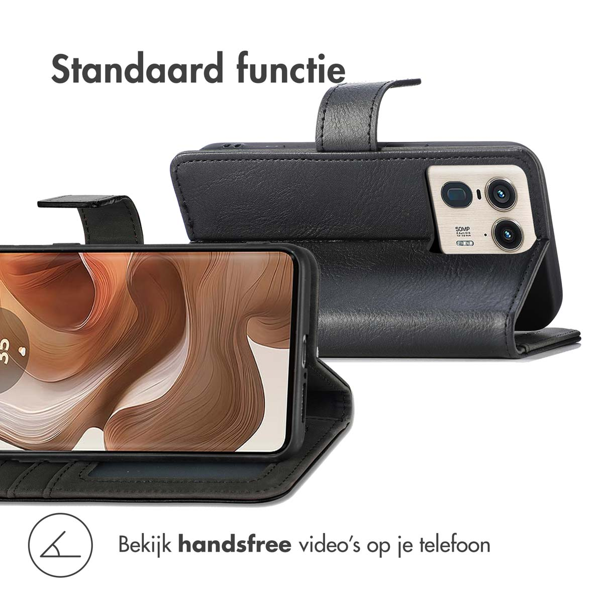 IMOSHION Luxe Bookcase - Geschikt voor Motorola Edge 50 Ultra - Telefoonhoesje voor Motorola Motorola Edge 50 Ultra Zwart