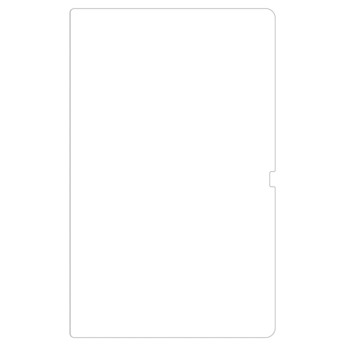 Een doorzichtig plastic vel met een lichte curve en een lipje aan de rechterkant.