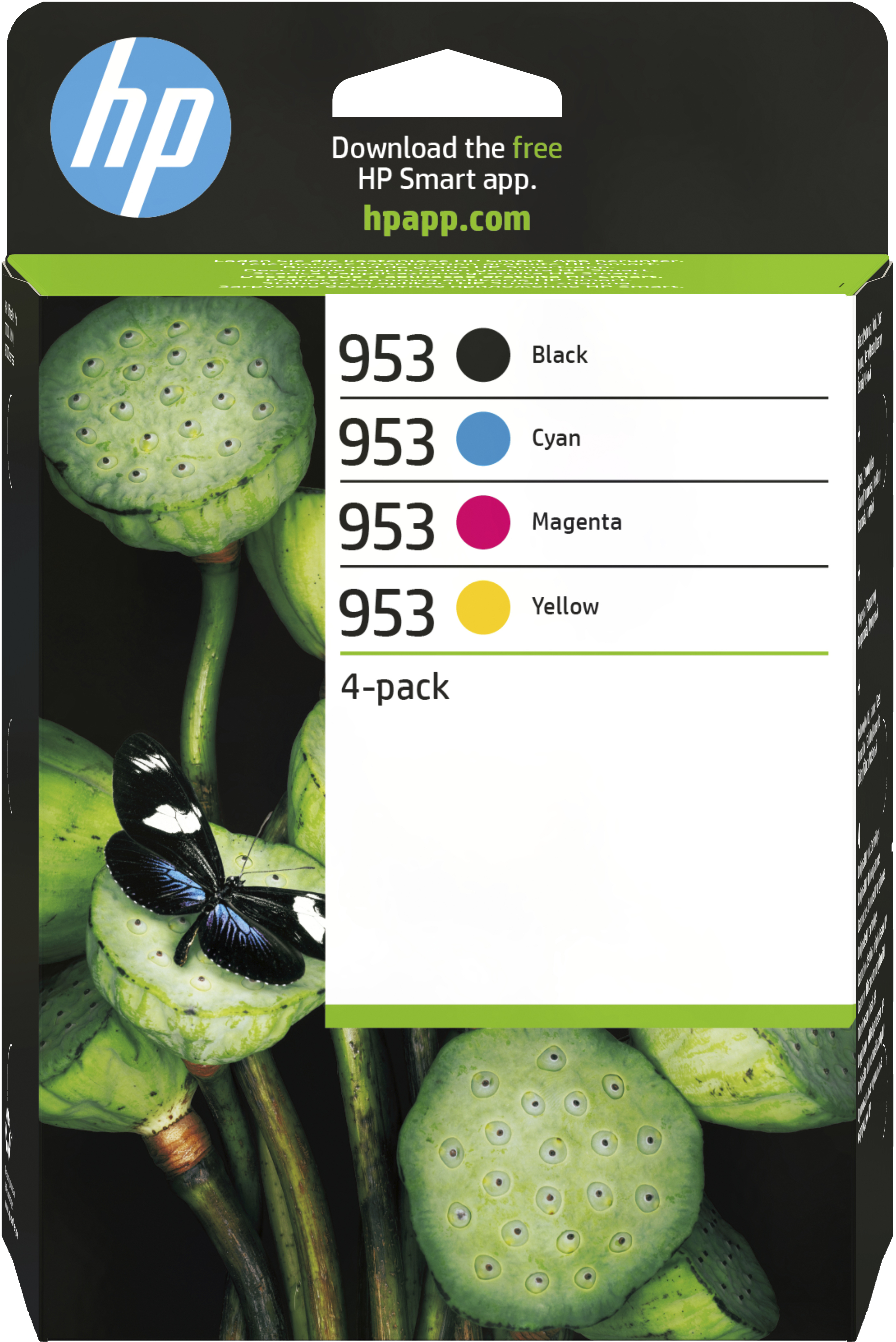Zestaw 4 wkładów atramentowych HP 953. Kolory: czarny, cyjan, magenta i żółty.