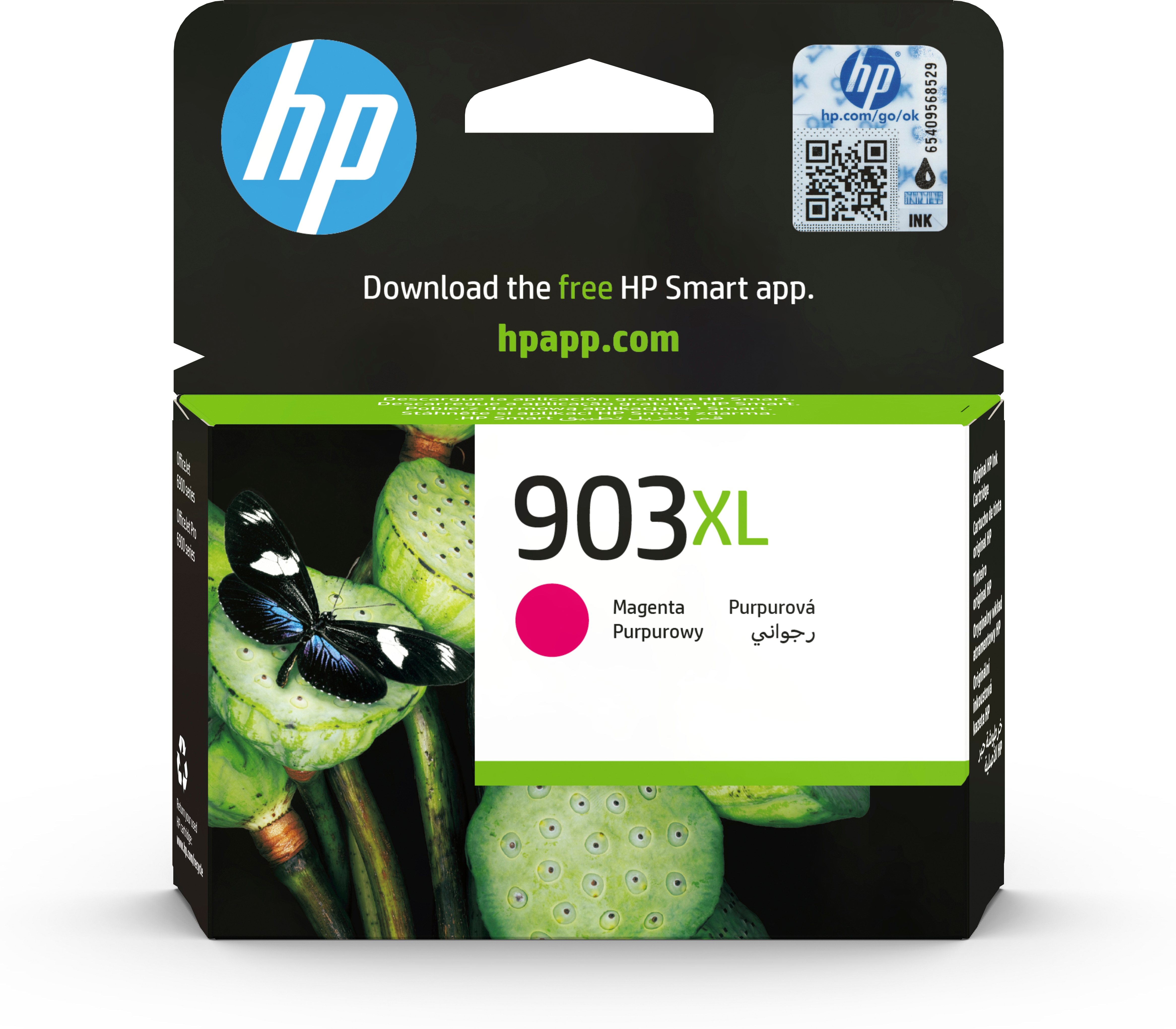 HP-Tintenpatronenbox mit Schmetterling und der Nummer 903XL.