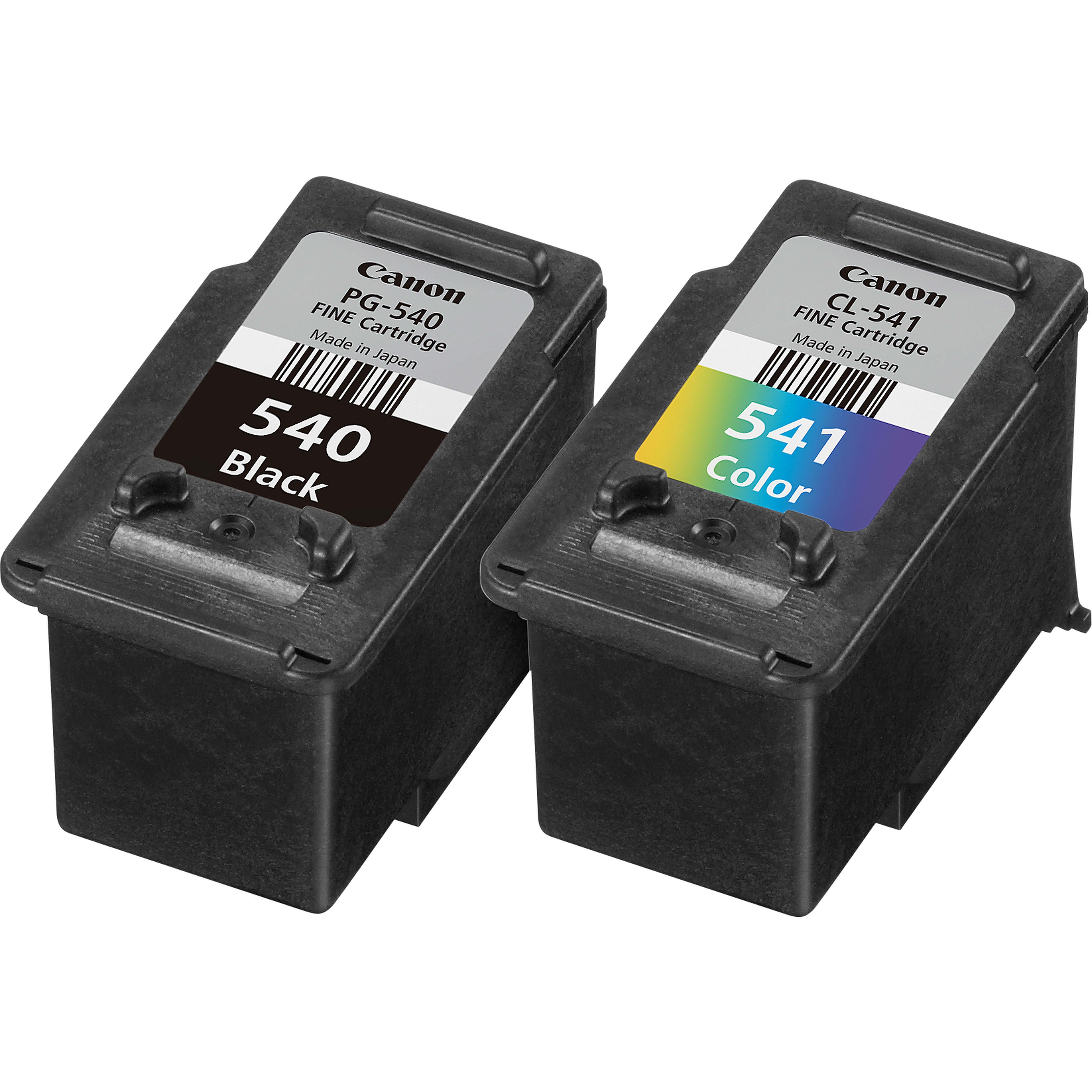 Zwei Canon Tintenpatronen: schwarz 540 und farbig 541.