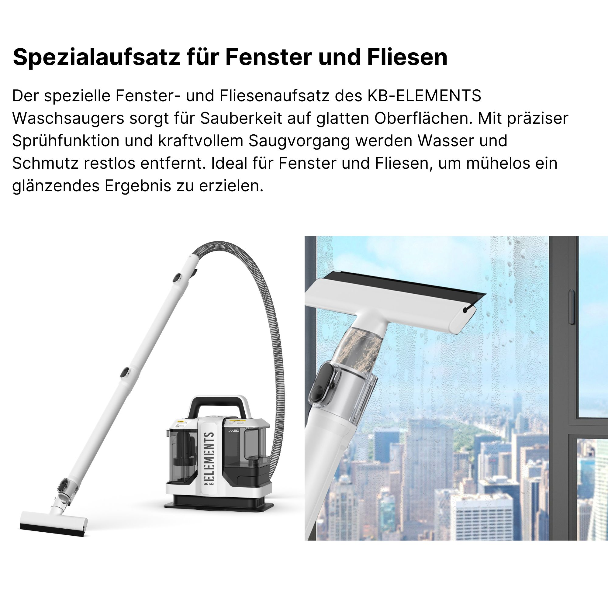 Staubsauger und Fensterreiniger. Das Bild zeigt das Produkt rechts.
