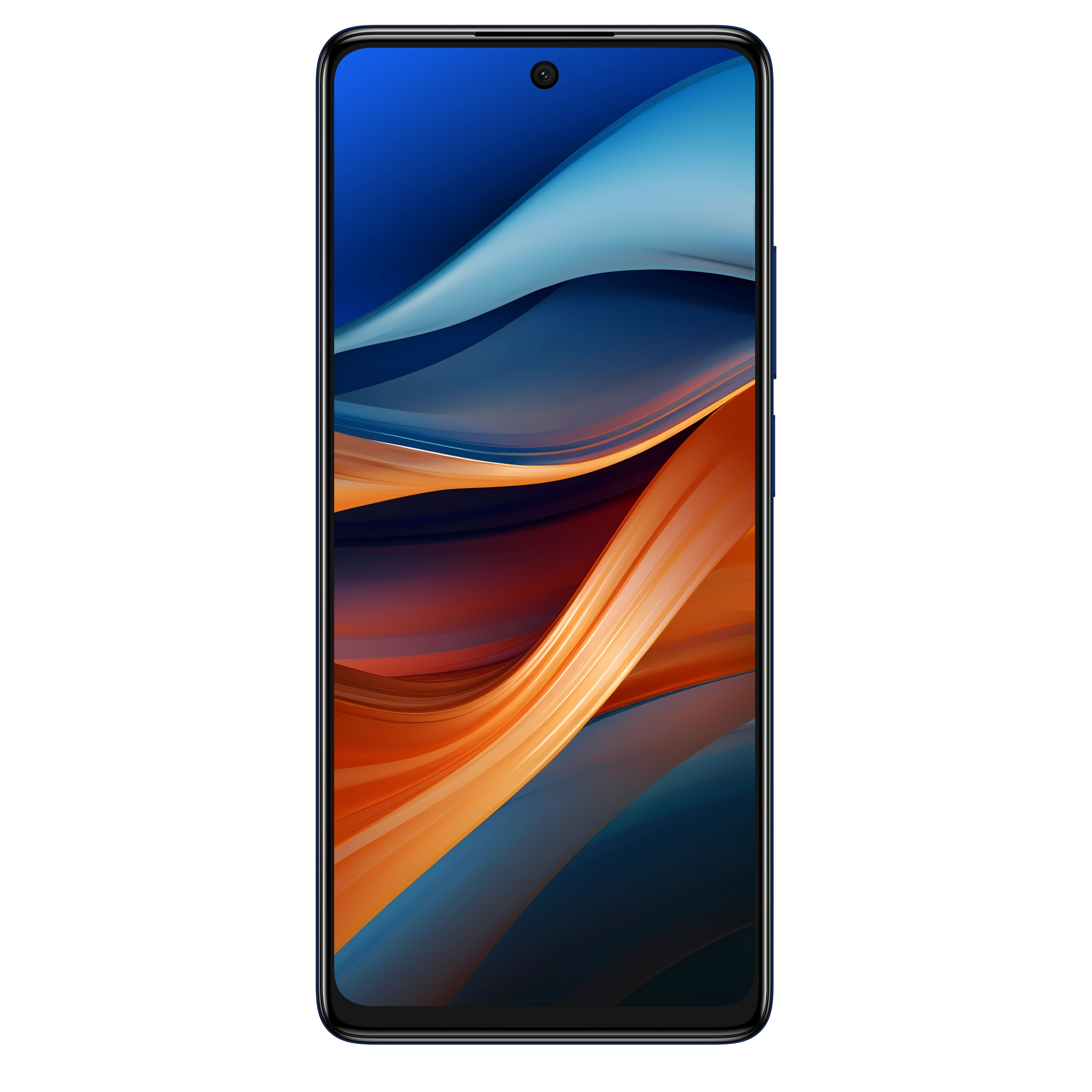 Een zwarte smartphone met een kleurrijk scherm.