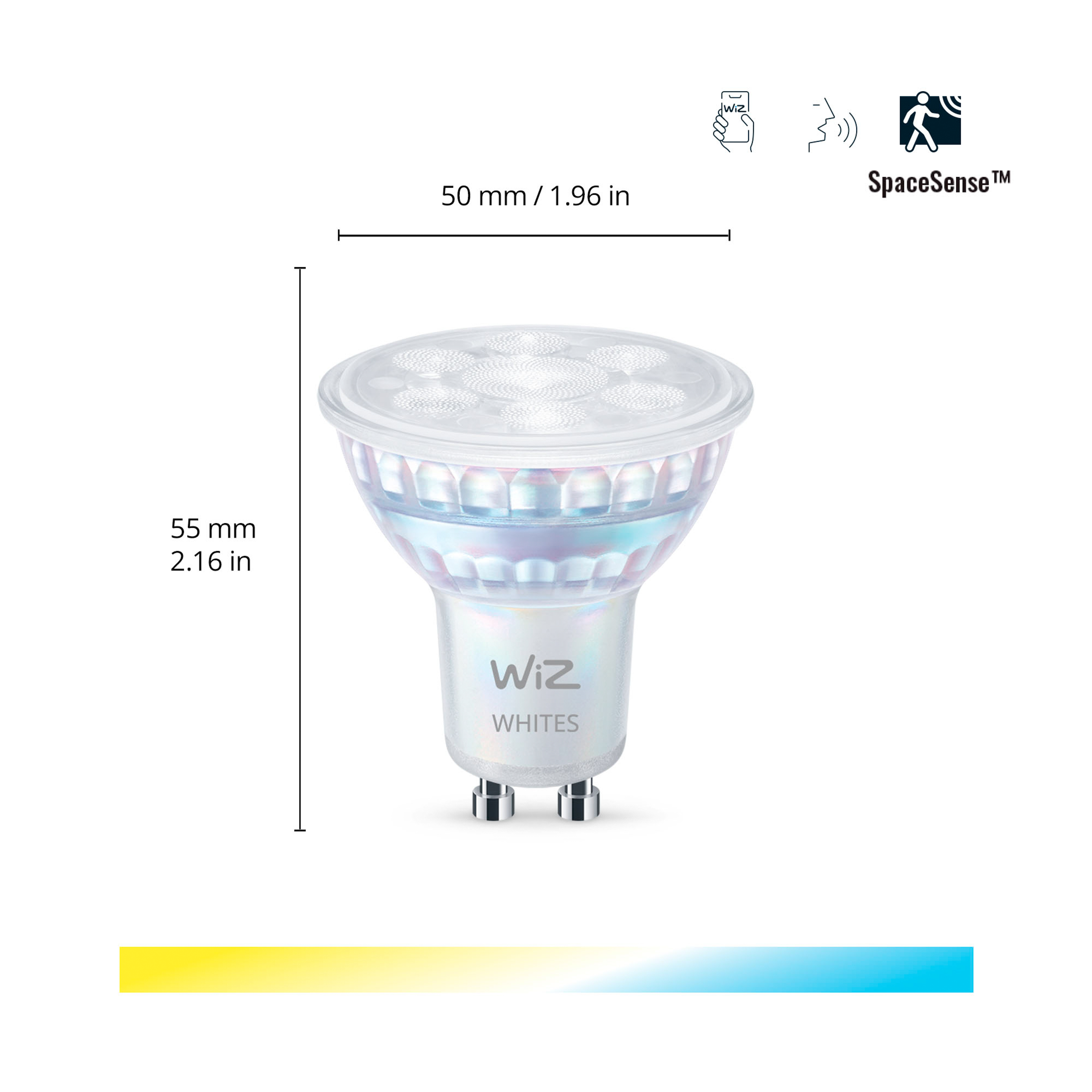 WIZ 2X GU10 TUNABLE WHITE 60W GLAS Smarte LED Kalt-Warmweiß